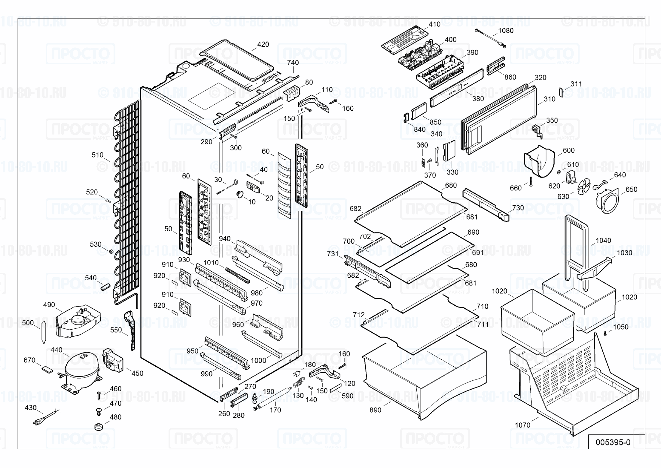 Взрыв-схема запчастей холодильника Liebherr IKFPc 2854-20B