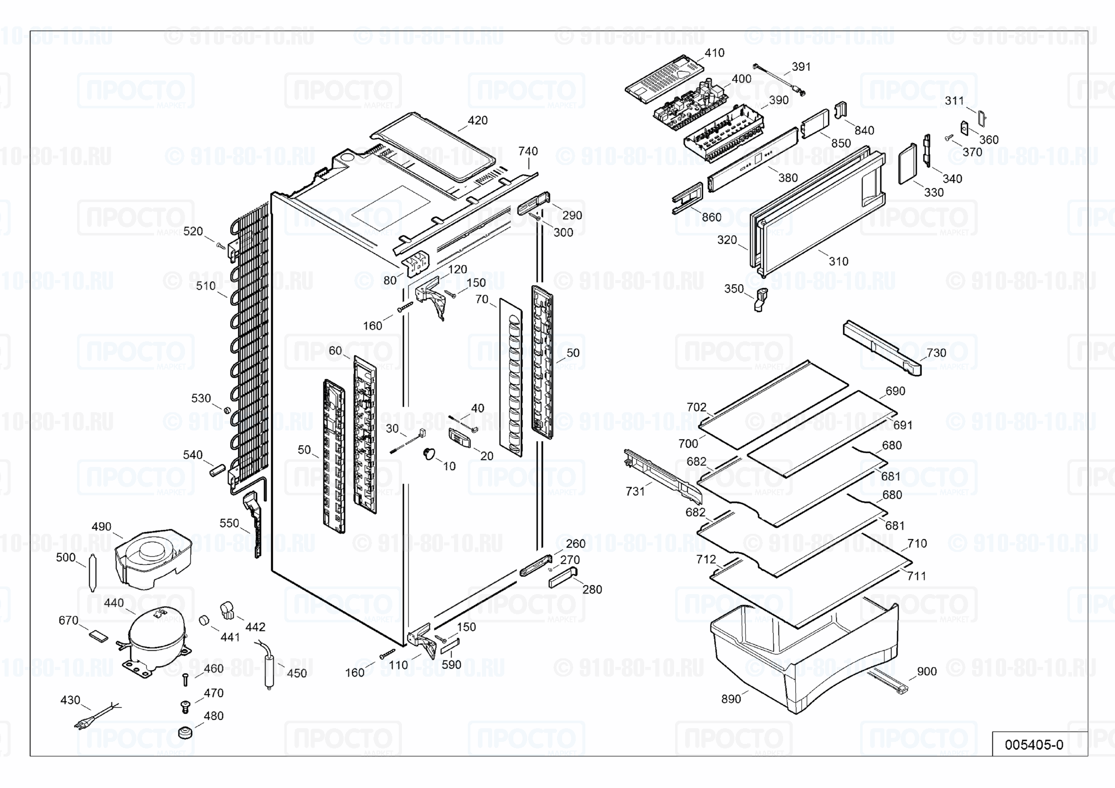 Взрыв-схема запчастей холодильника Liebherr IKc 2554-20B
