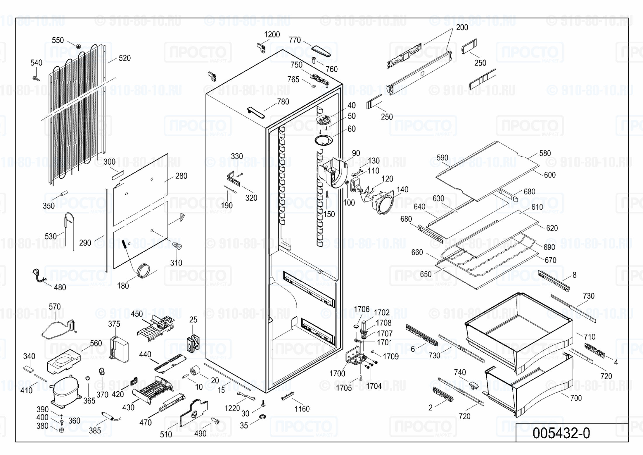 Взрыв-схема запчастей холодильника Liebherr SKef 4200-20A