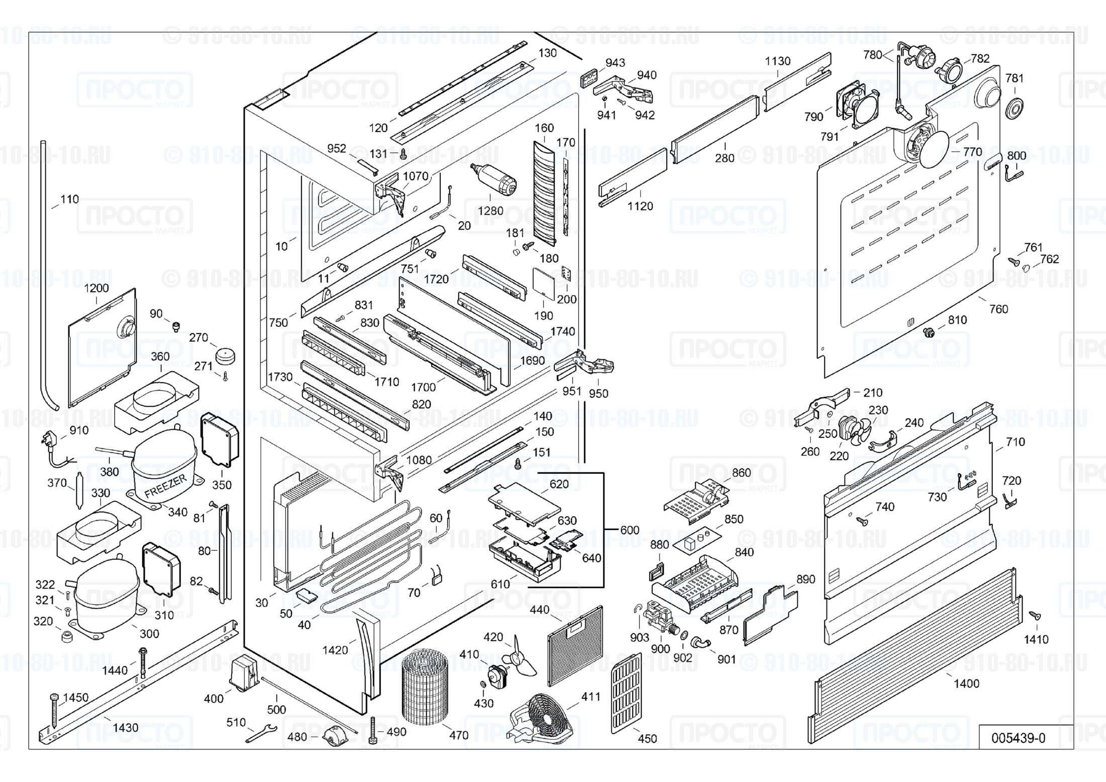 Взрыв-схема холодильника Liebherr ECN 6256-21A