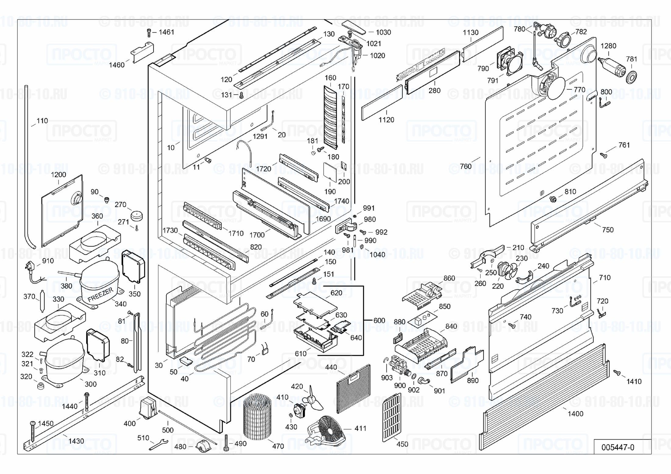 Взрыв-схема запчастей холодильника Liebherr CBNes 6256-21E