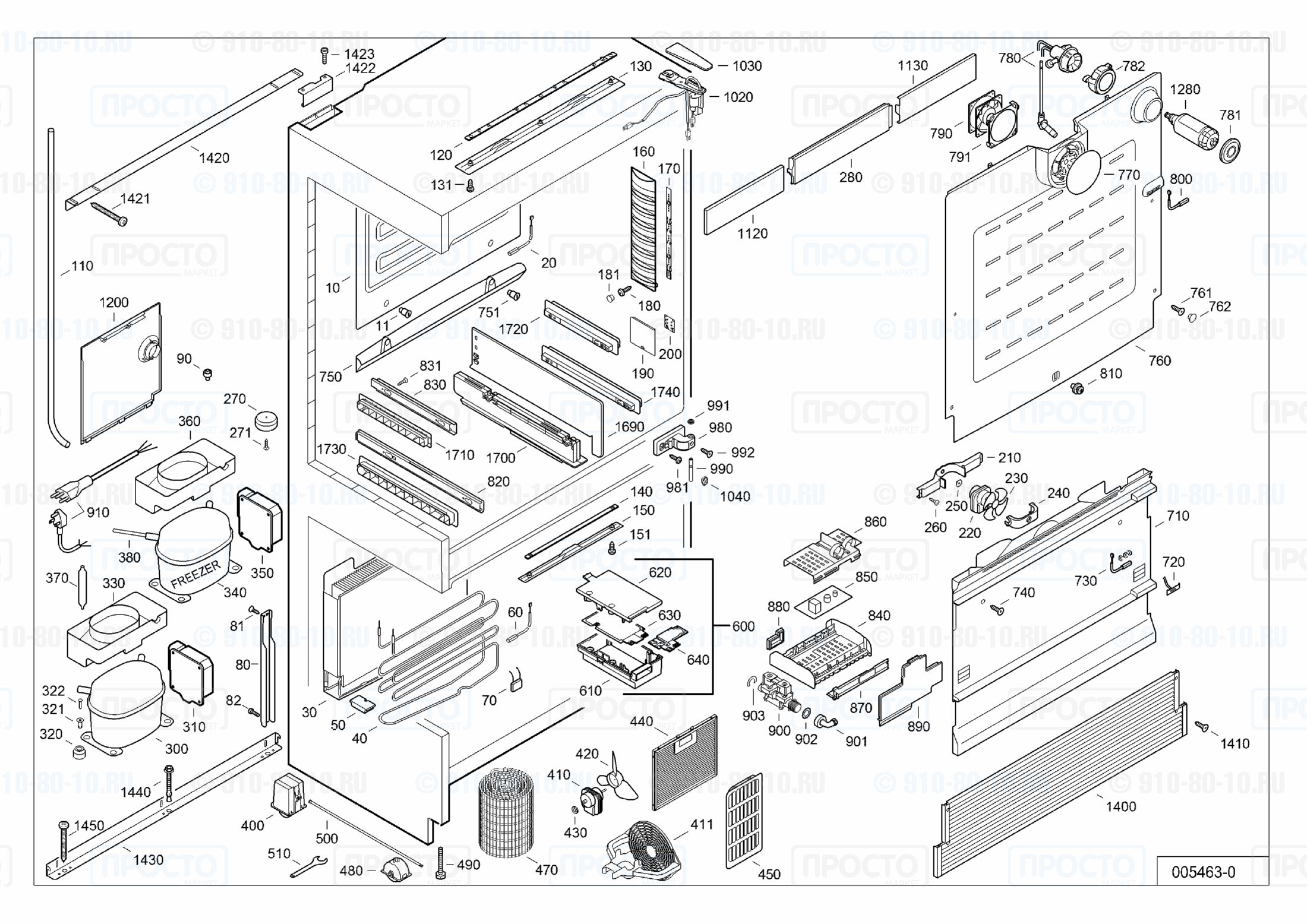 Взрыв-схема холодильника Liebherr CNes 6256-21B
