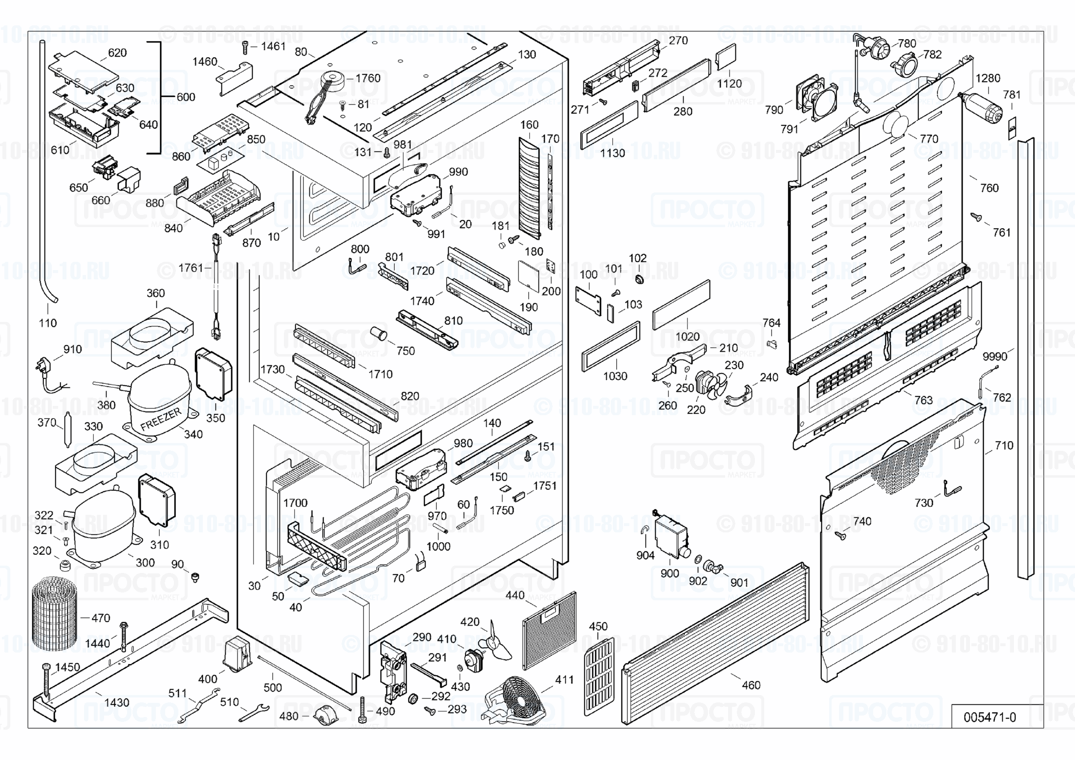 Взрыв-схема запчастей холодильника Liebherr ECBN 5066-21B