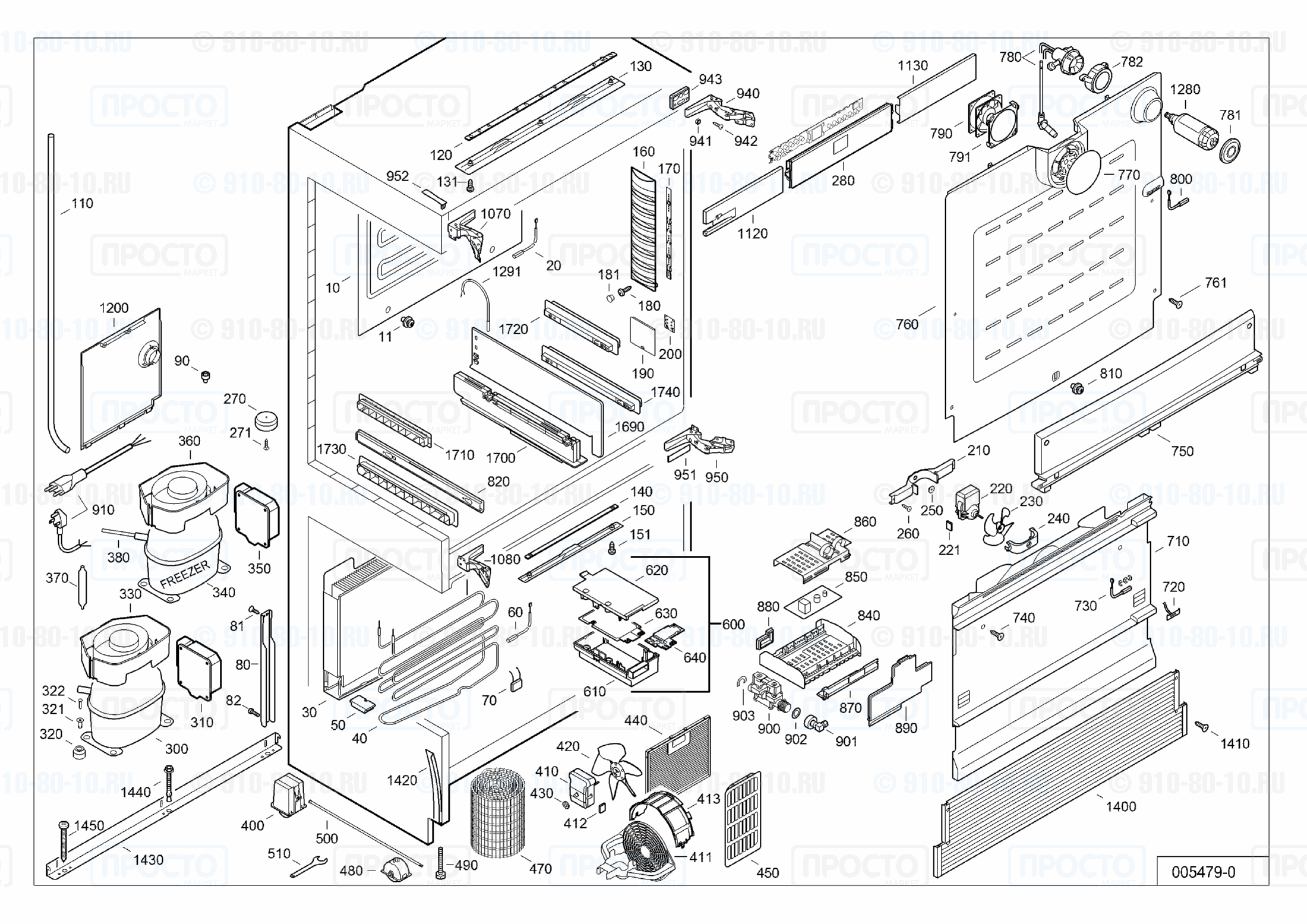 Взрыв-схема запчастей холодильника Liebherr ECBN 6256-21C