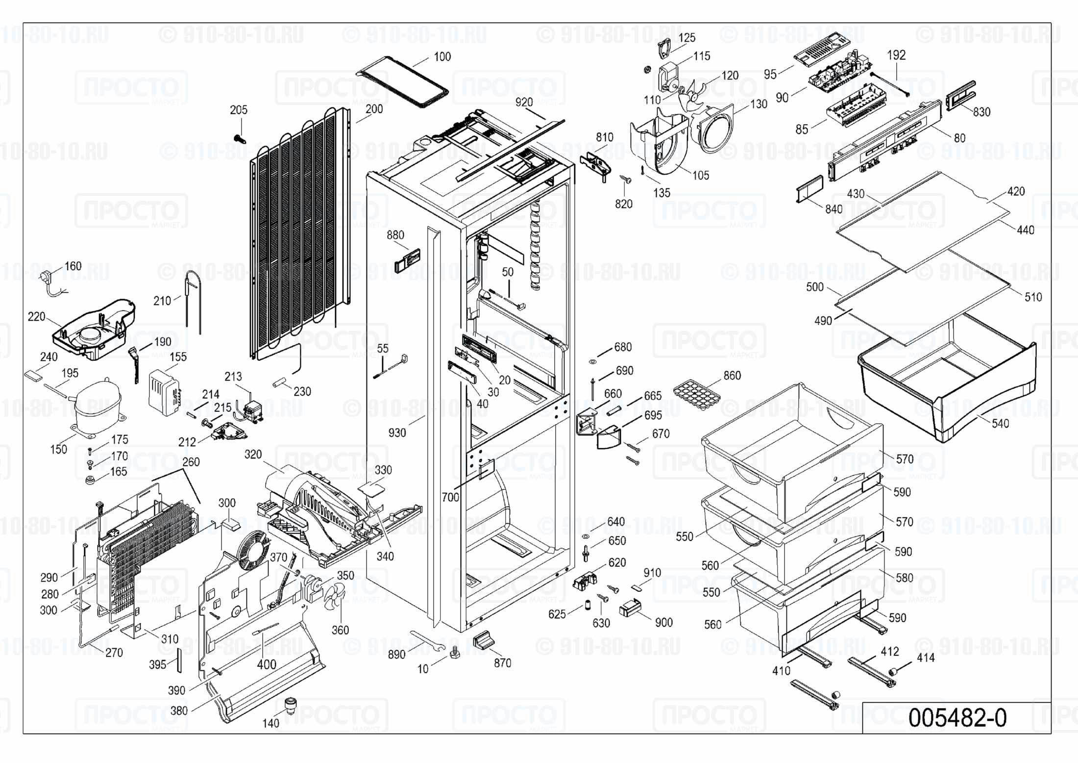 Взрыв-схема запчастей холодильника Liebherr ICNS 3314-21B
