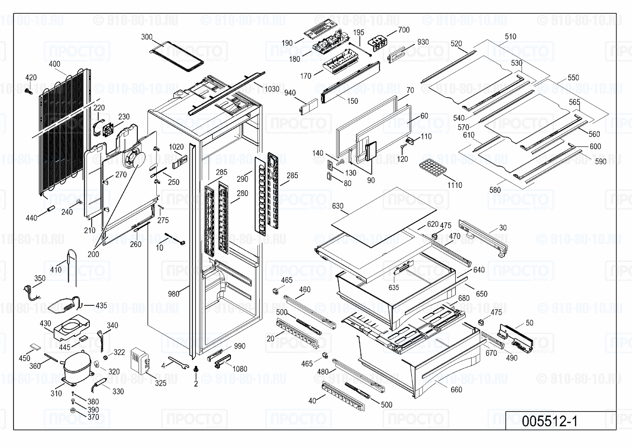 Взрыв-схема запчастей холодильника Liebherr IKBP 2354-21B