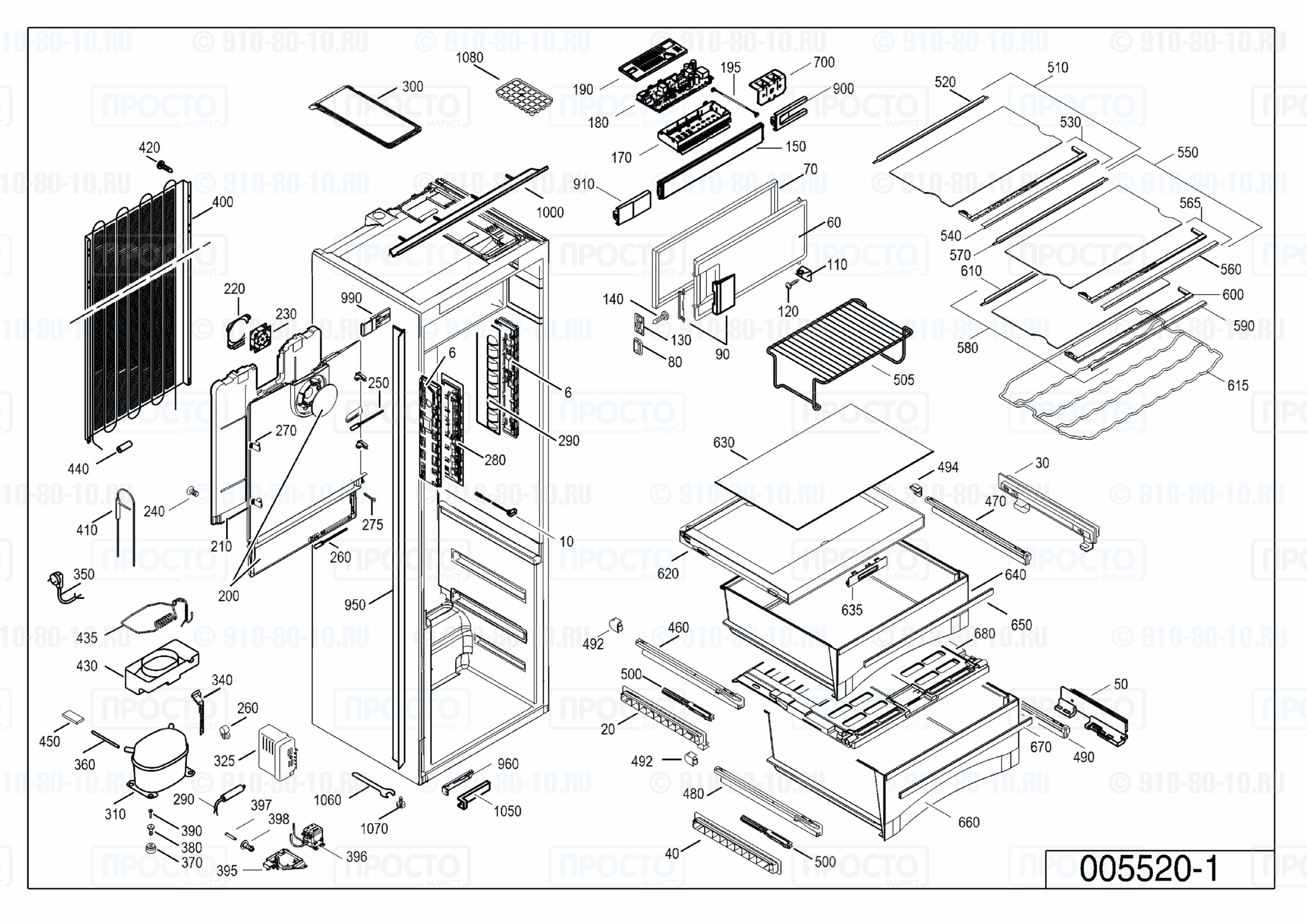 Взрыв-схема запчастей холодильника Liebherr IKBP 2954-21B