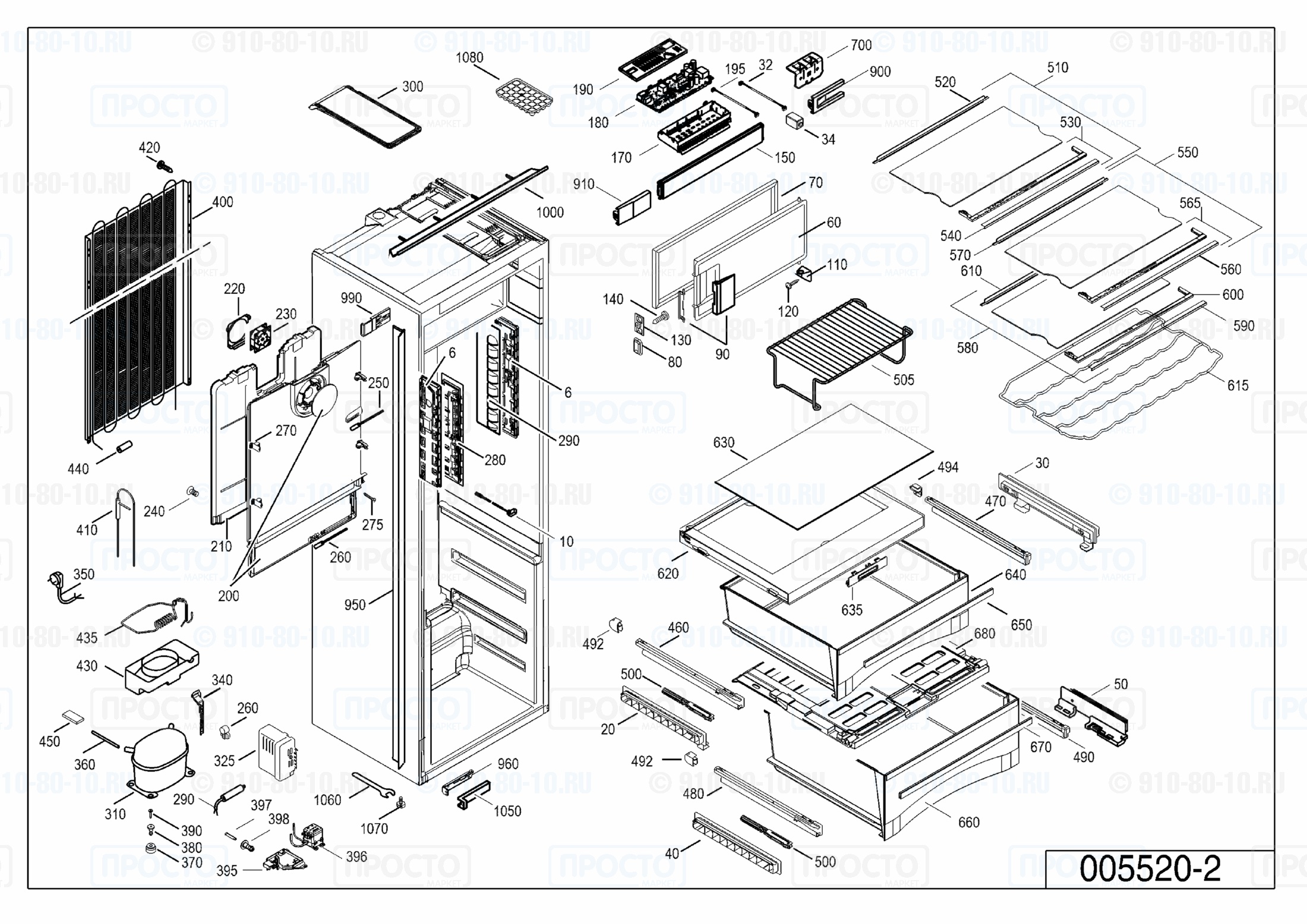 Взрыв-схема запчастей холодильника Liebherr IKBP 2954-21C
