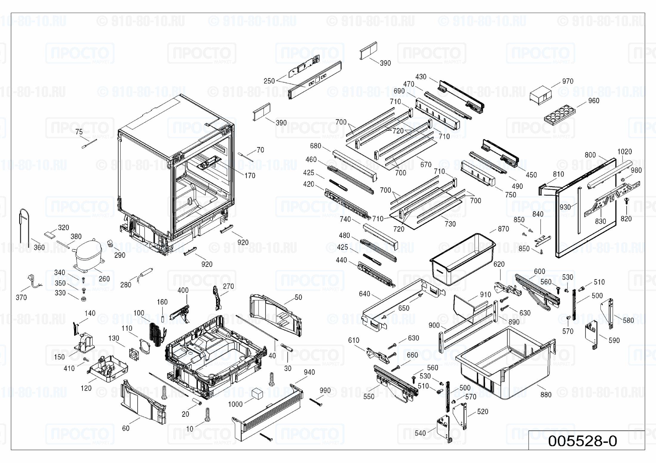 Взрыв-схема запчастей холодильника Liebherr UIKo 1560-20A