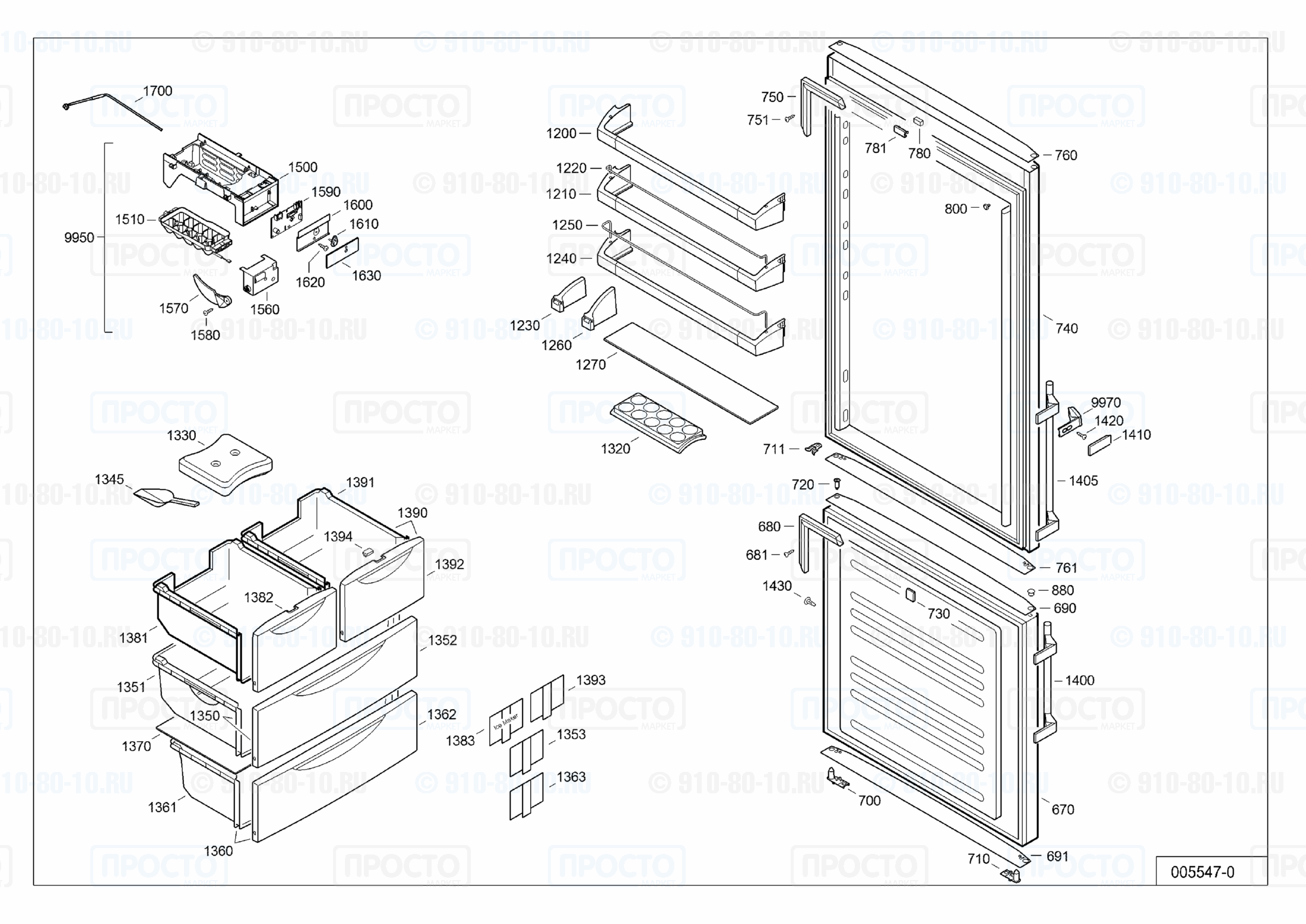 Взрыв-схема холодильника Liebherr CNesf 5123-22A