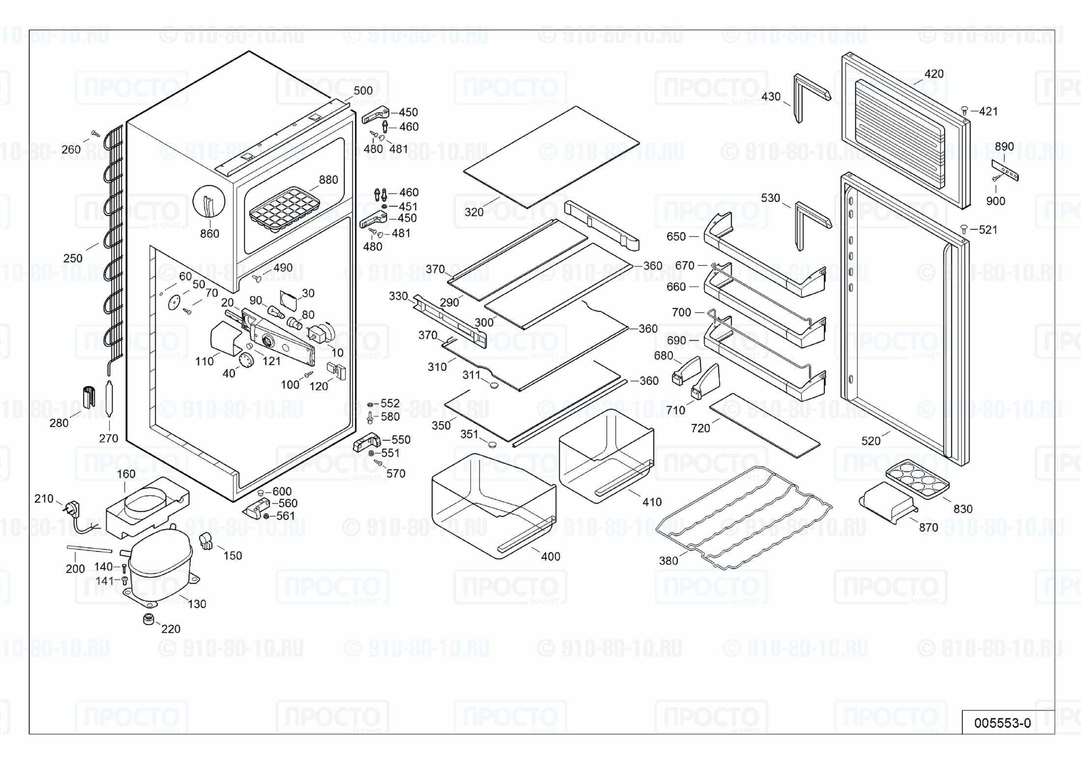 Взрыв-схема запчастей холодильника Liebherr ICTS 2211-20D