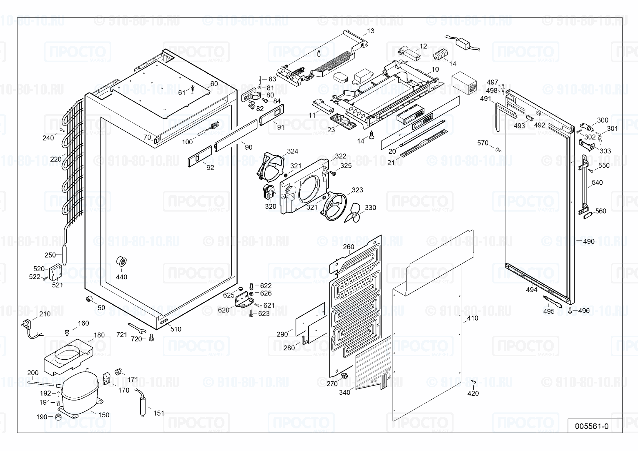 Взрыв-схема запчастей холодильника Liebherr RKv 4873-21A