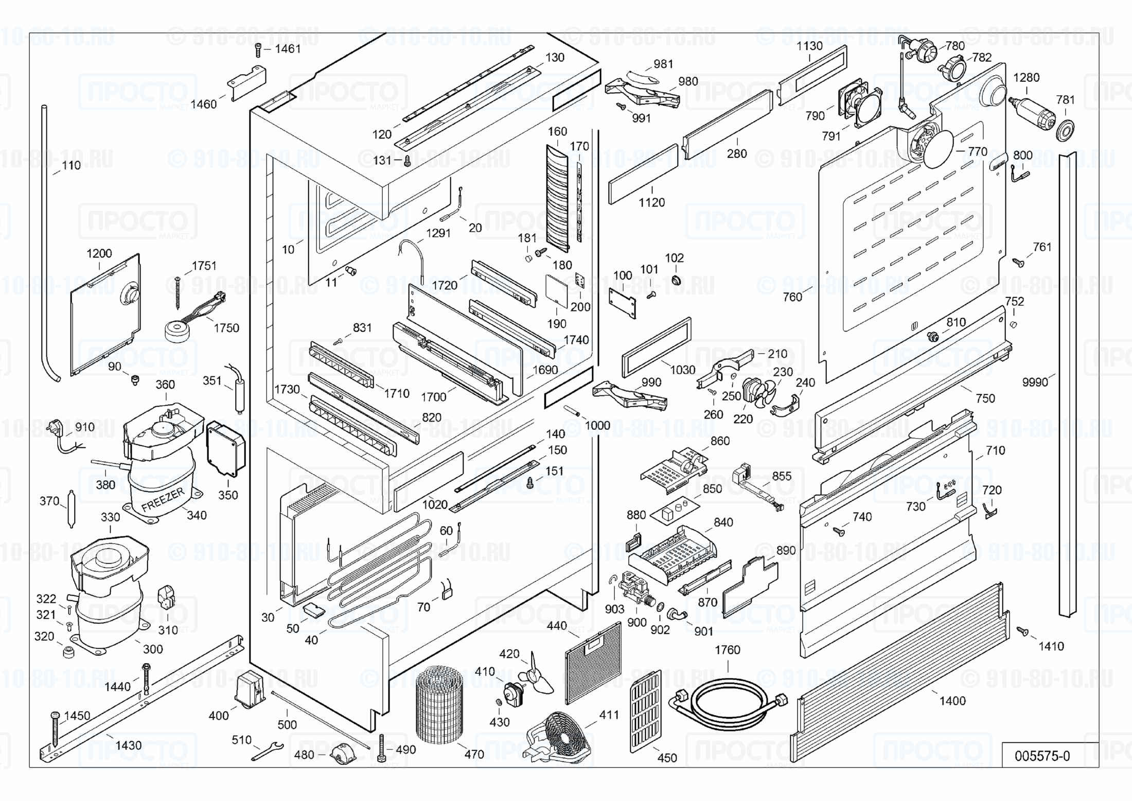 Взрыв-схема запчастей холодильника Liebherr ECBN 6156-21H
