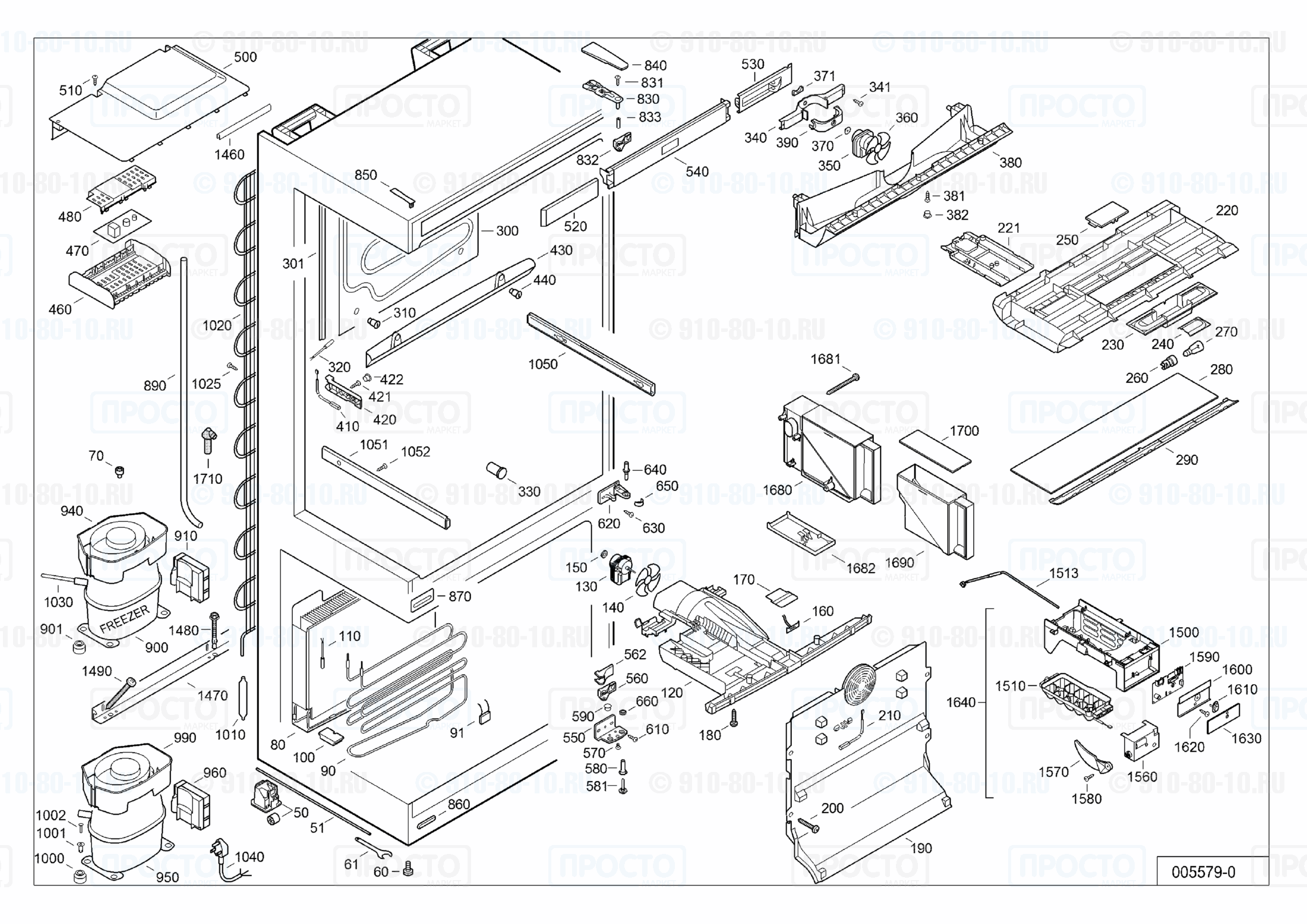 Взрыв-схема запчастей холодильника Liebherr CNesf 5126-15A