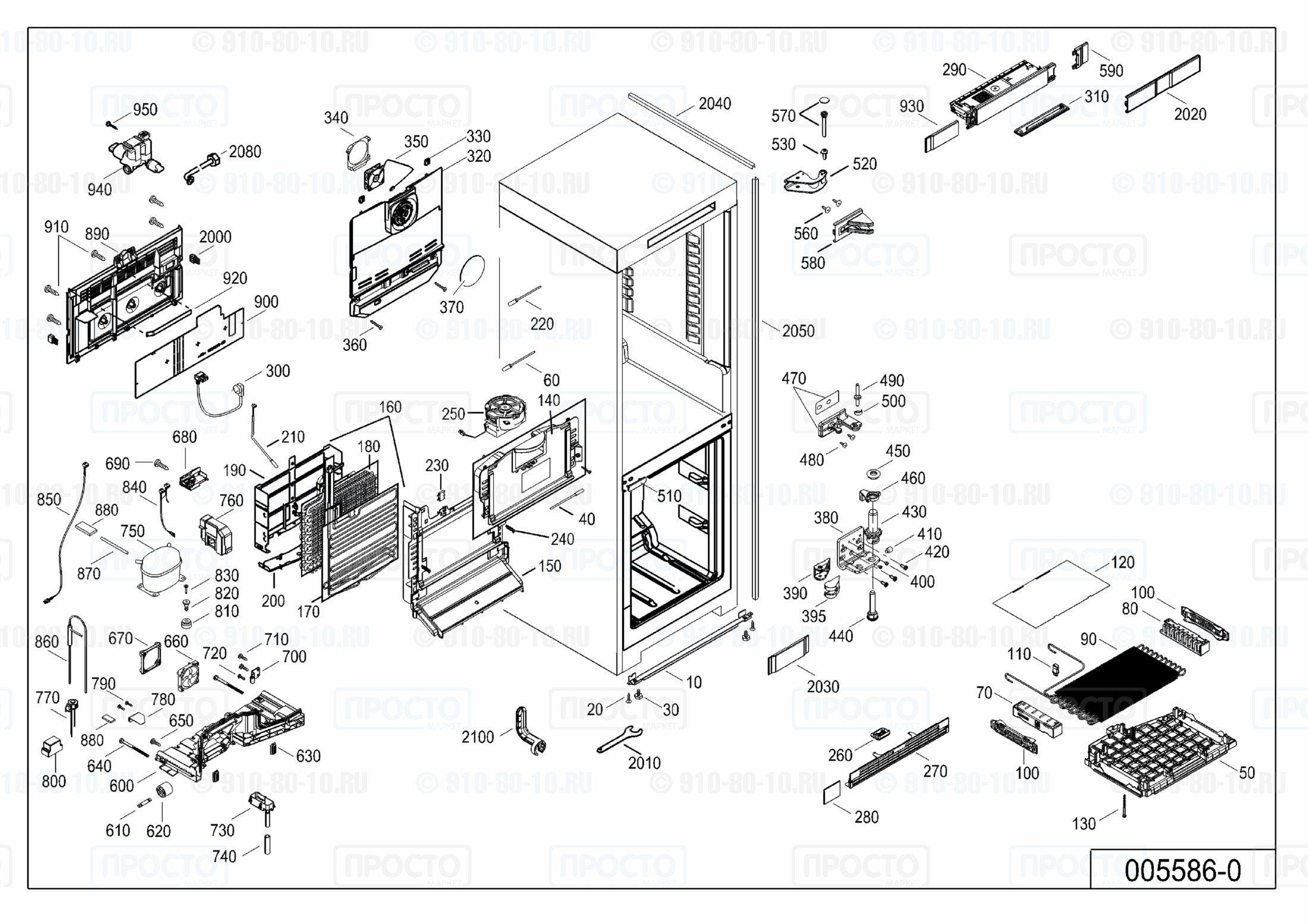 Взрыв-схема запчастей холодильника Liebherr SBNes 4265-20B