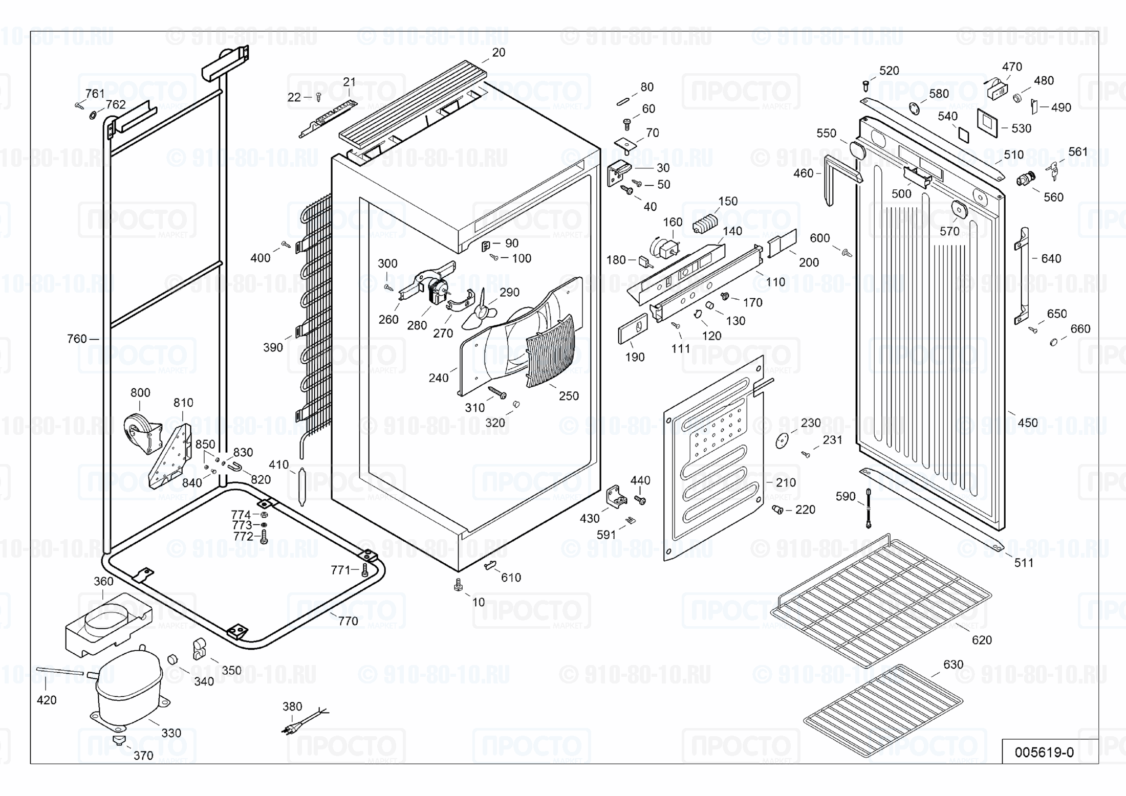 Взрыв-схема запчастей холодильника Liebherr FKv 3610-21Z