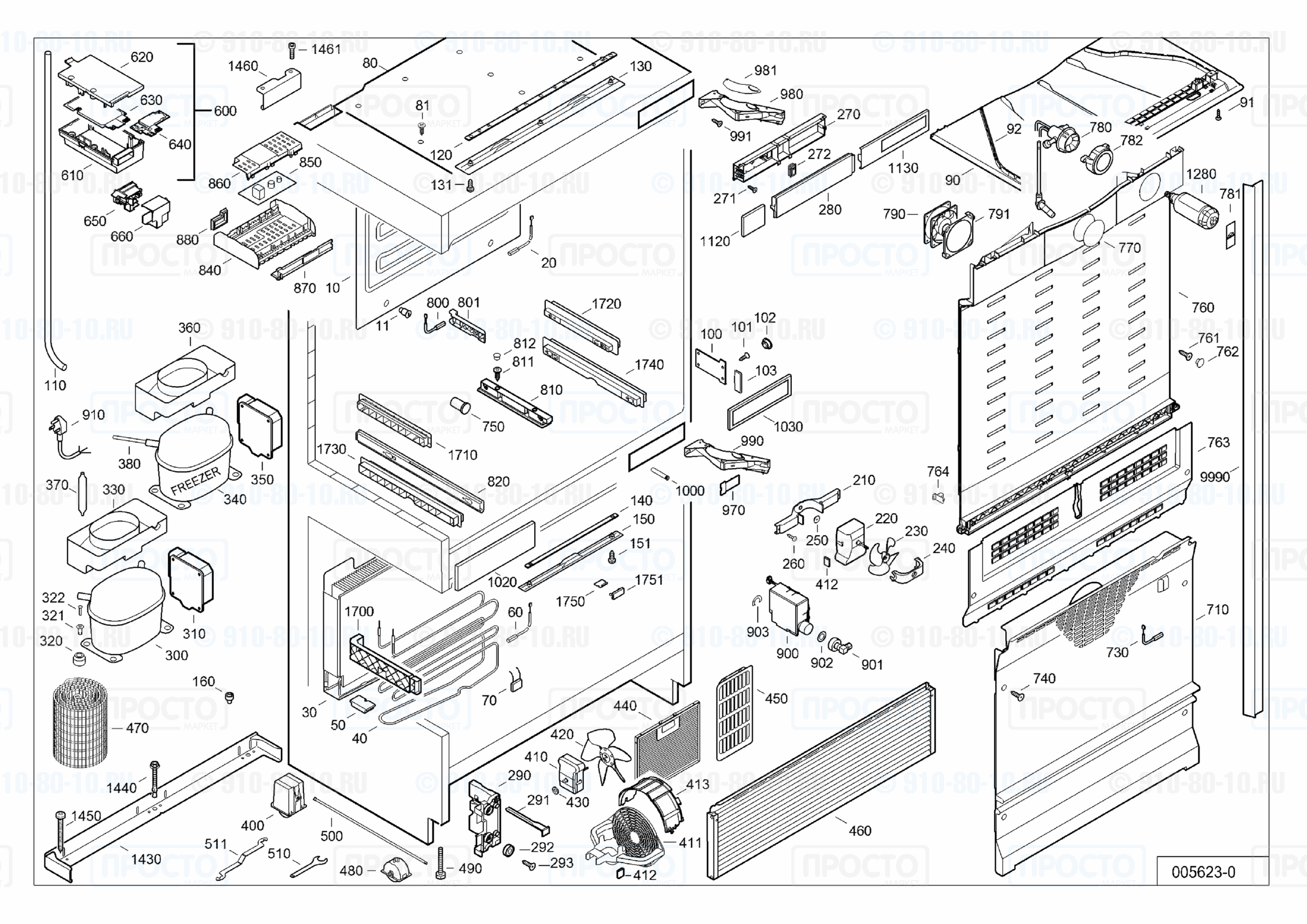 Взрыв-схема холодильника Liebherr ECN 5036-21C