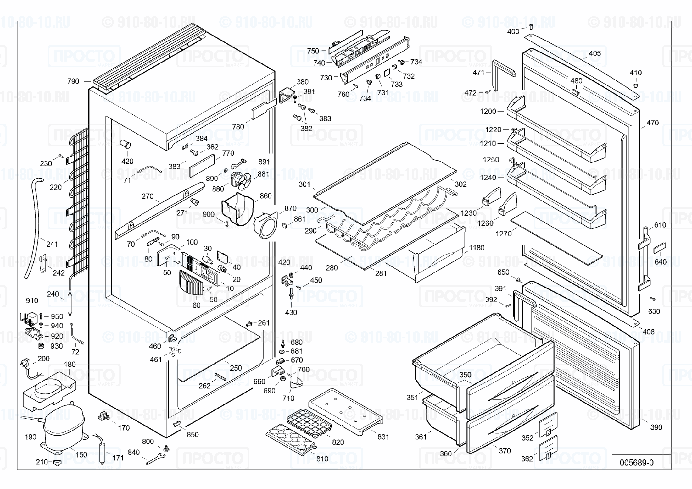Взрыв-схема запчастей холодильника Liebherr CP 4613-22F