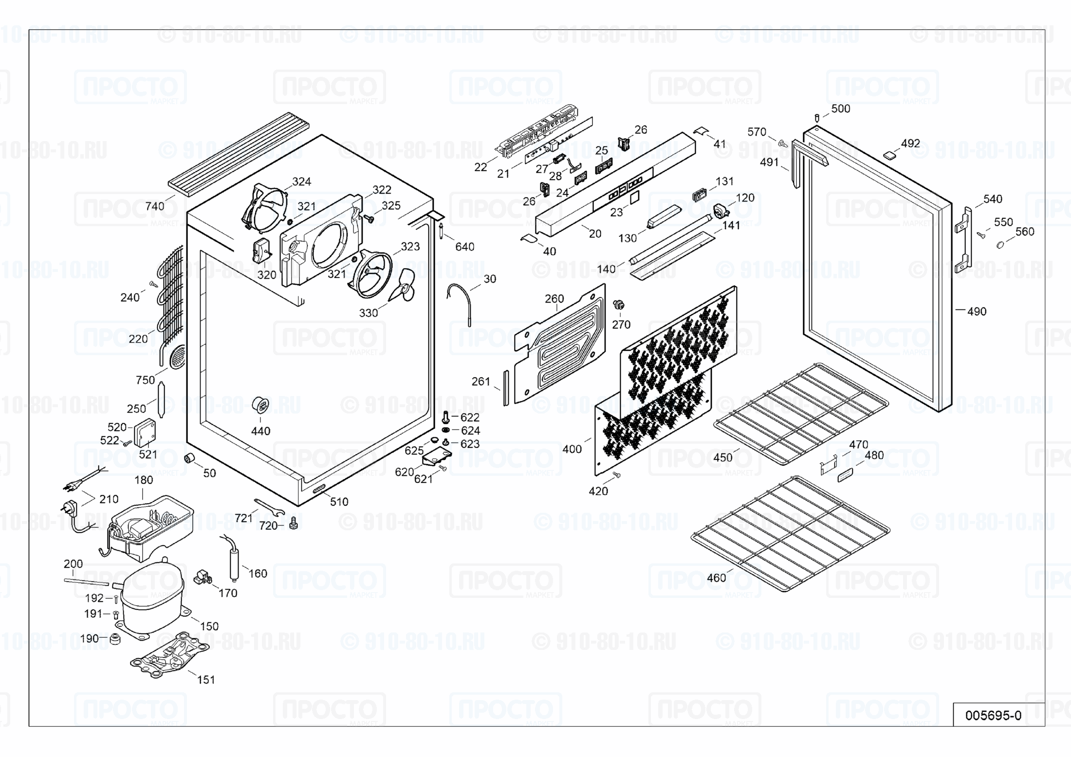 Взрыв-схема запчастей холодильника Liebherr WKr 1811-21B