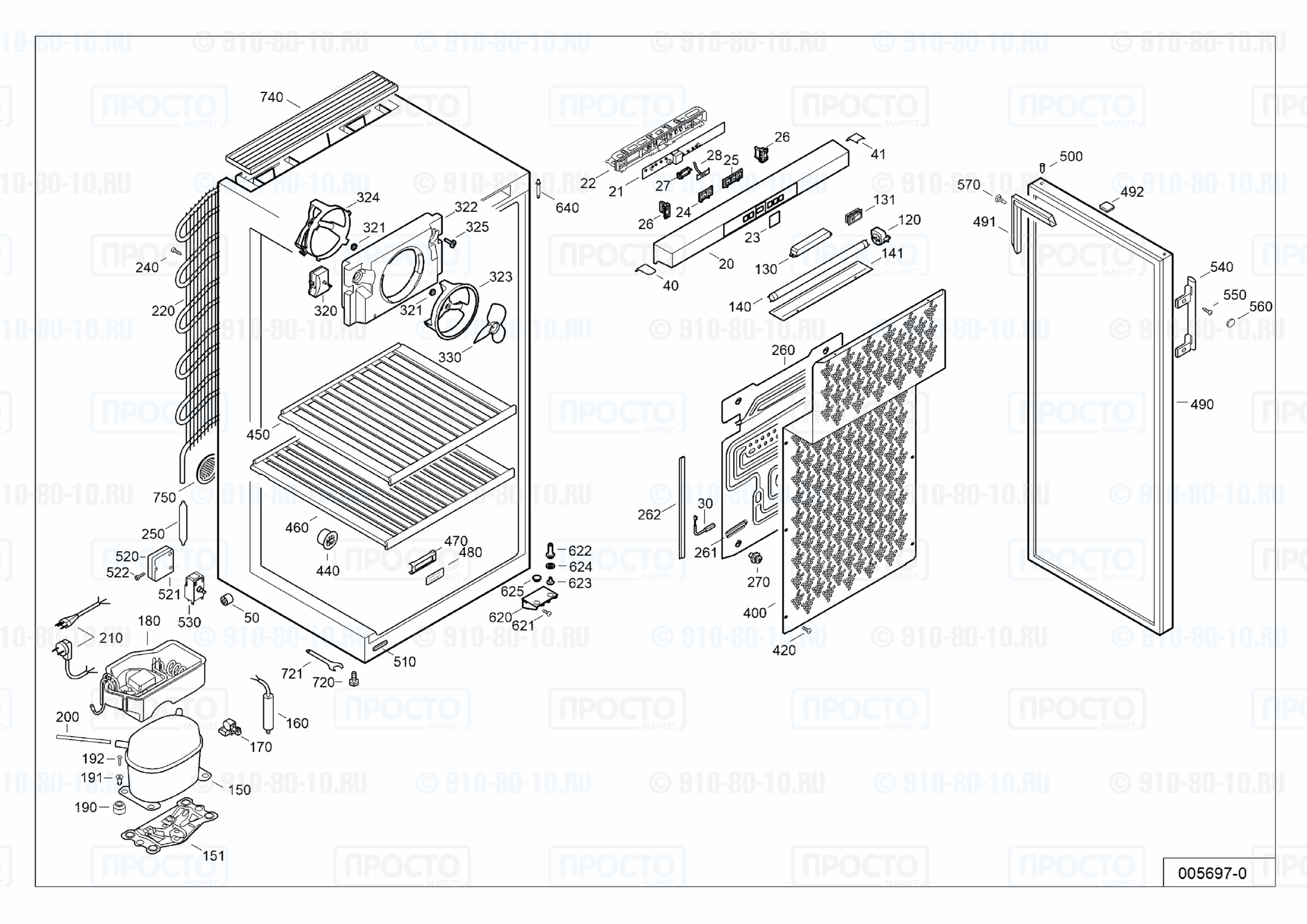 Взрыв-схема запчастей холодильника Liebherr WKr 3211-21B