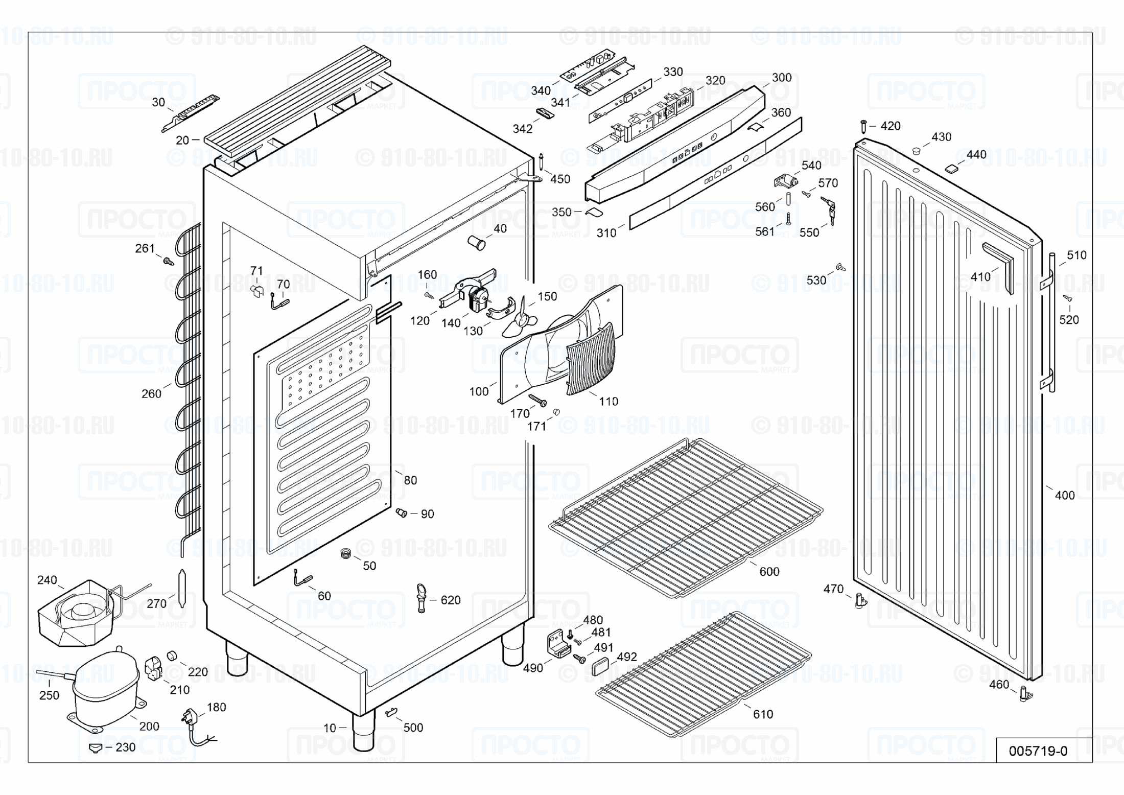 Взрыв-схема запчастей холодильника Liebherr GKv 6410-10E