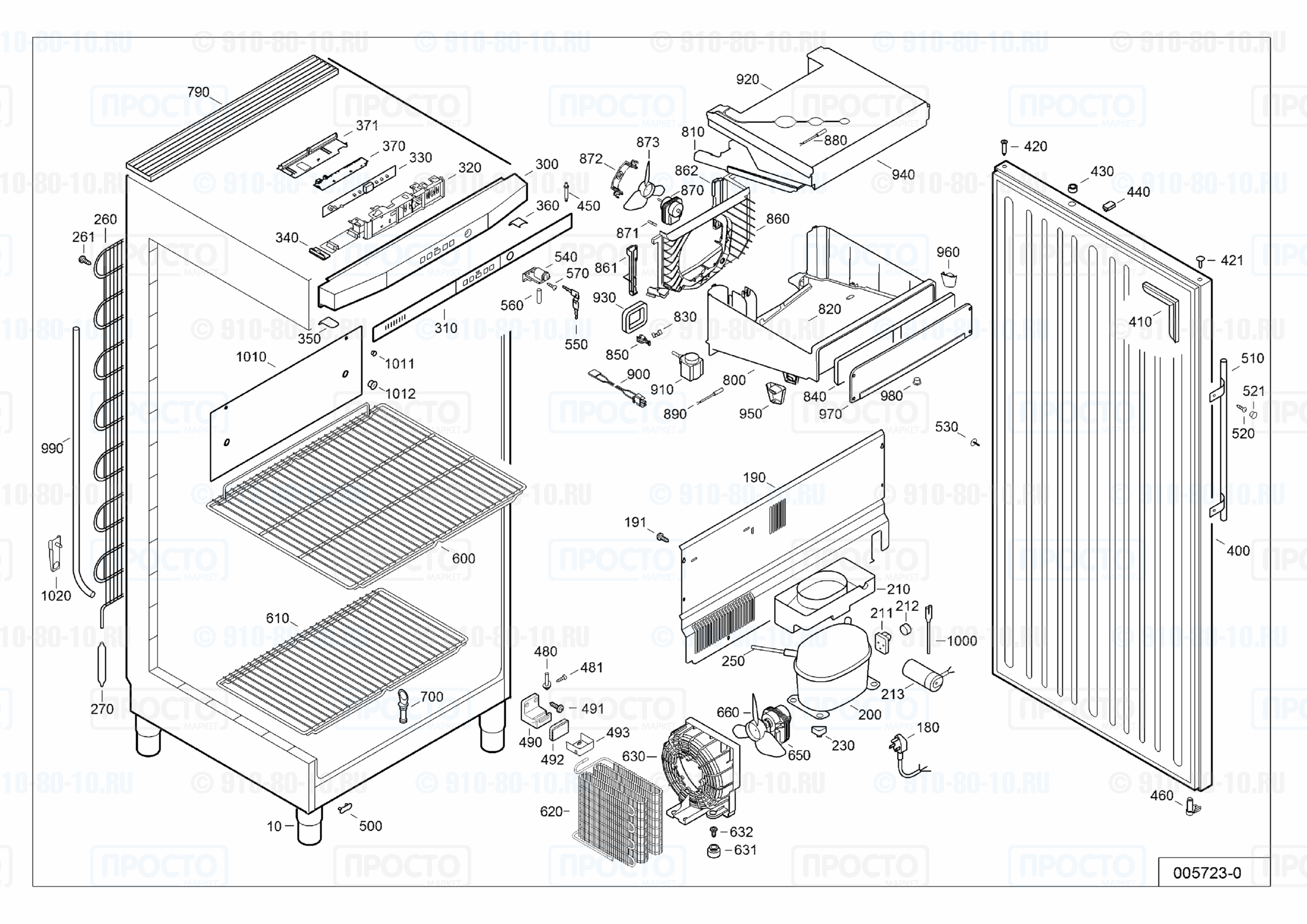 Взрыв-схема запчастей холодильника Liebherr GGv 5810-15D