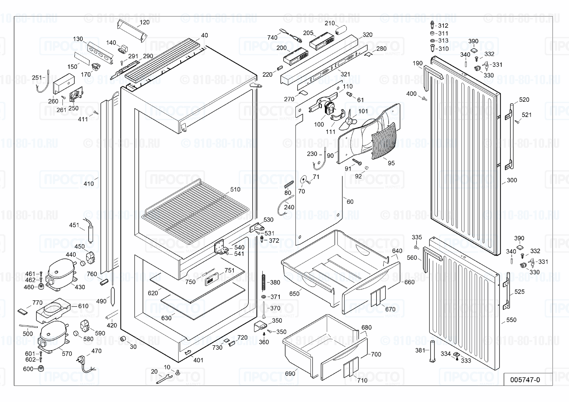 Взрыв-схема запчастей холодильника Liebherr LCv 4010-22C