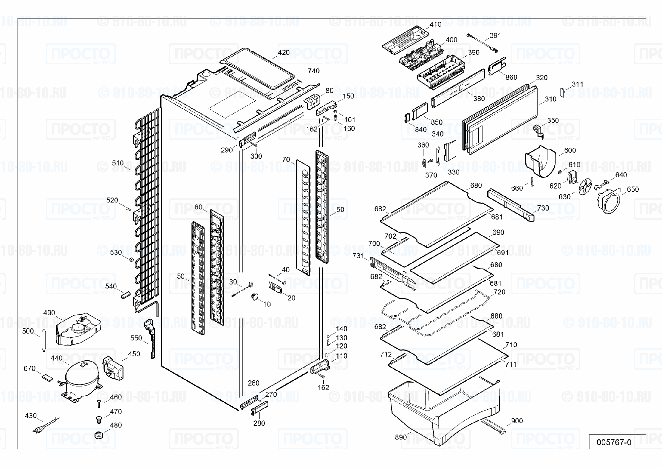 Взрыв-схема запчастей холодильника Liebherr EKPc 2854-20E
