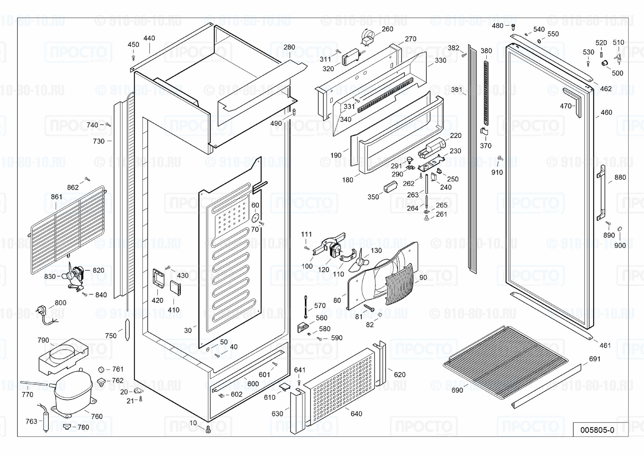 Взрыв-схема запчастей холодильника Liebherr FKDv 3713-21E