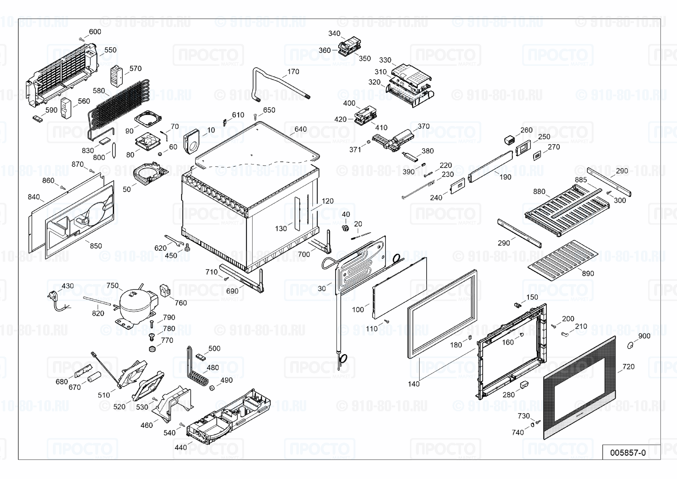 Взрыв-схема запчастей холодильника Liebherr WKEgg 582-20A