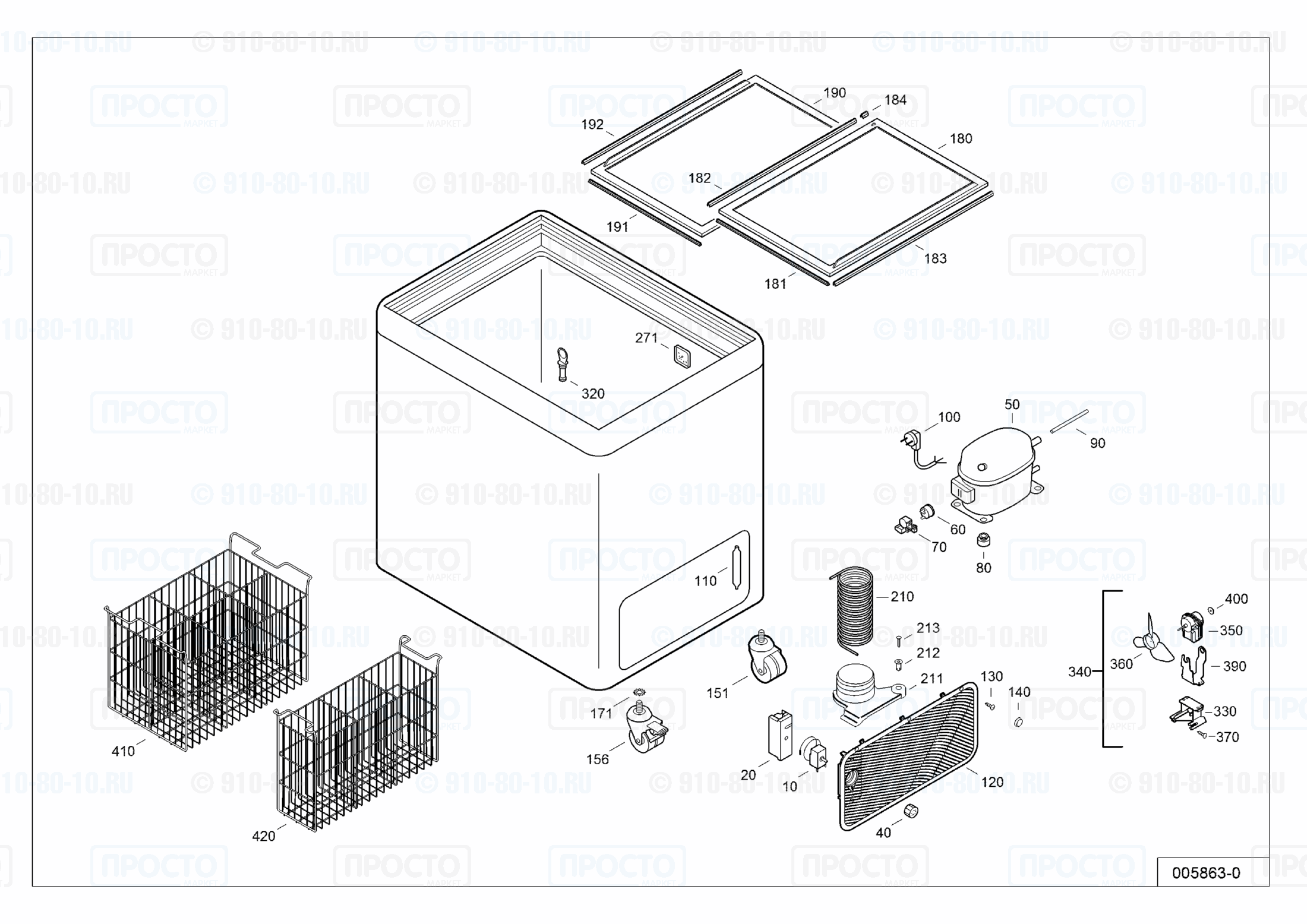 Взрыв-схема запчастей холодильника Liebherr GTE 4302-40C