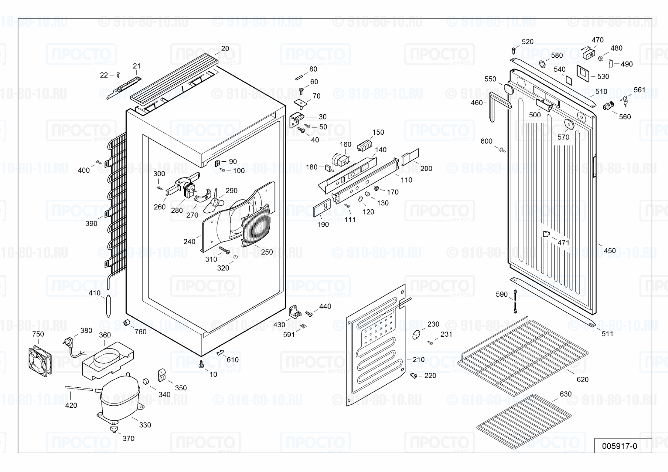 Взрыв-схема запчастей холодильника Liebherr FKv 3610-23S