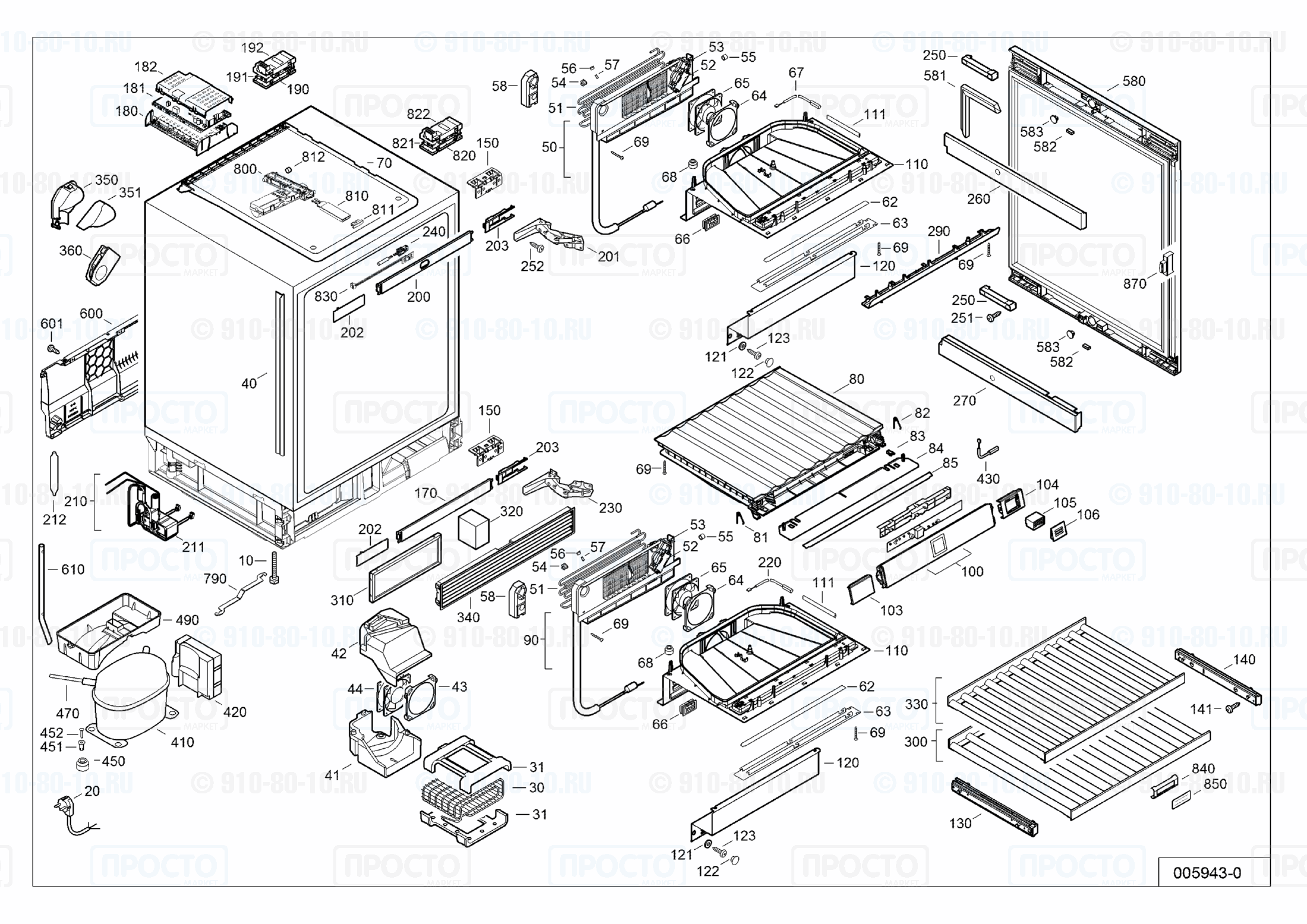 Взрыв-схема запчастей холодильника Liebherr UWT 1682-20J