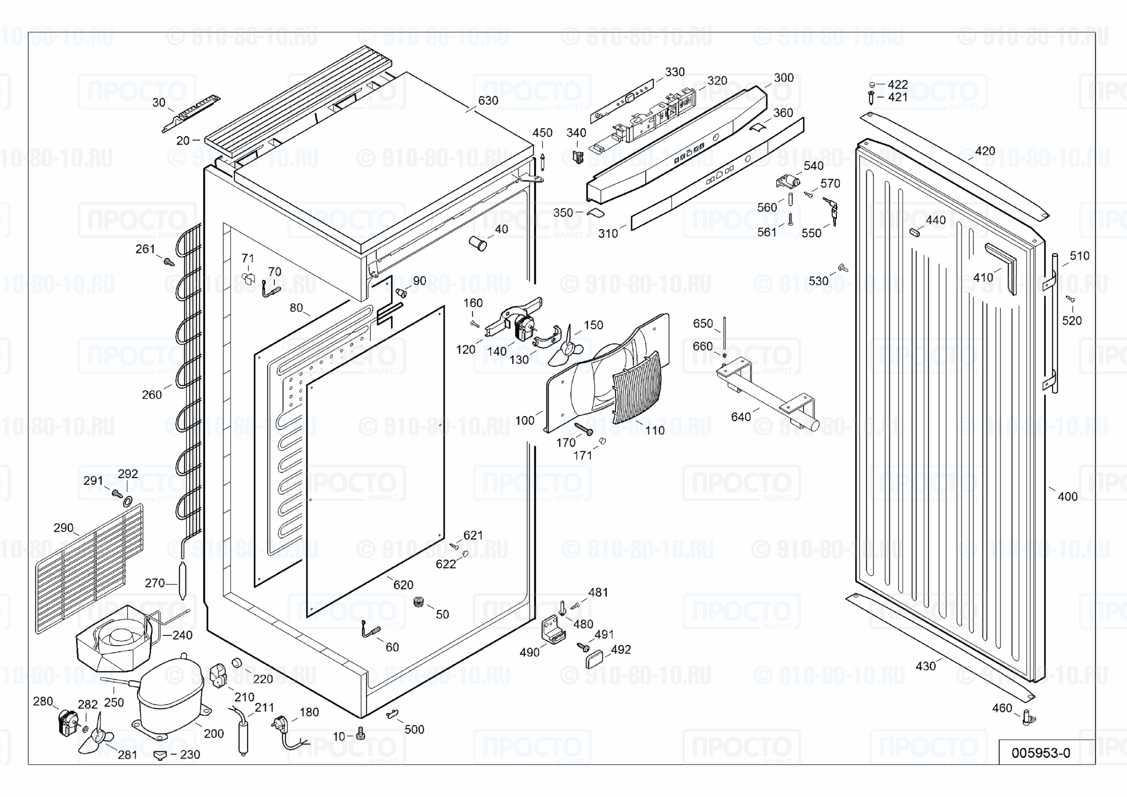 Взрыв-схема запчастей холодильника Liebherr GKv 4310-22B