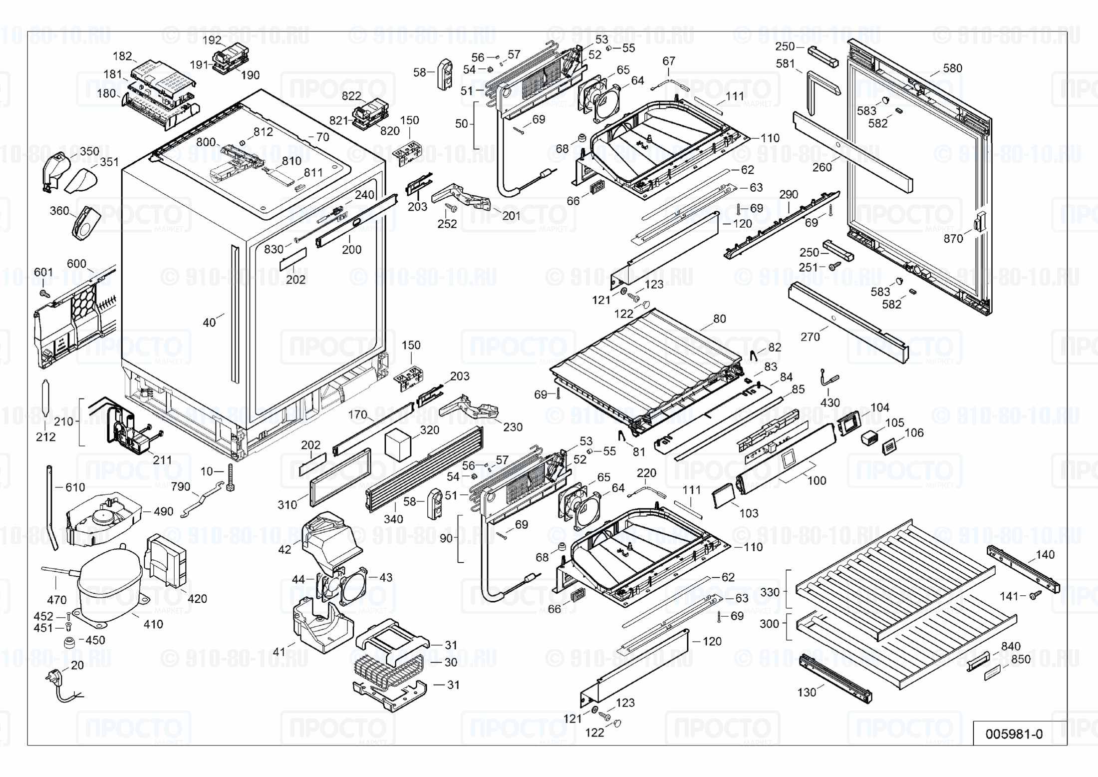 Взрыв-схема запчастей холодильника Liebherr UWT 1682-20K