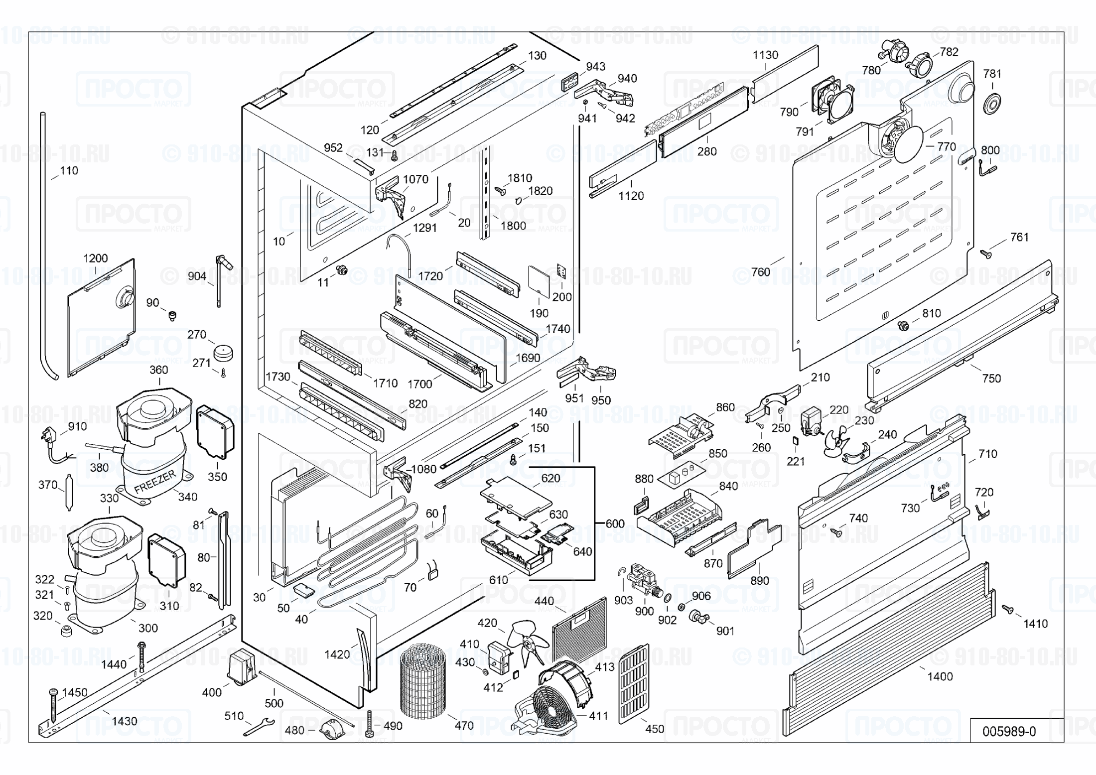 Взрыв-схема запчастей холодильника Liebherr ECBN 6256-21K