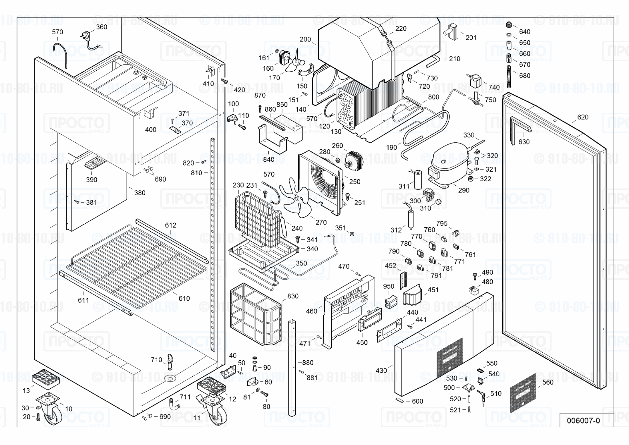 Взрыв-схема запчастей холодильника Liebherr LGPv 6520-41F