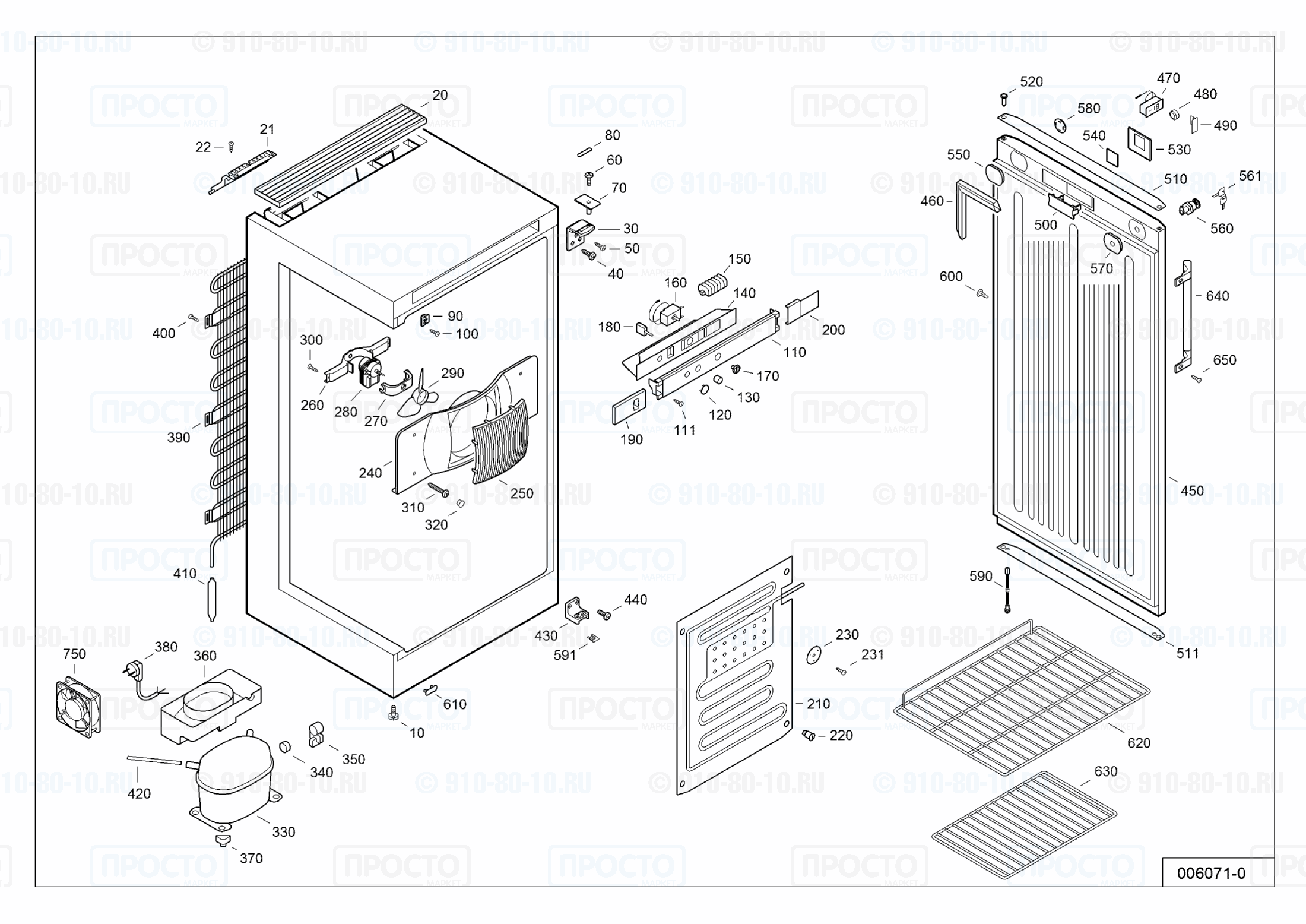 Взрыв-схема запчастей холодильника Liebherr FKv 3610-22I