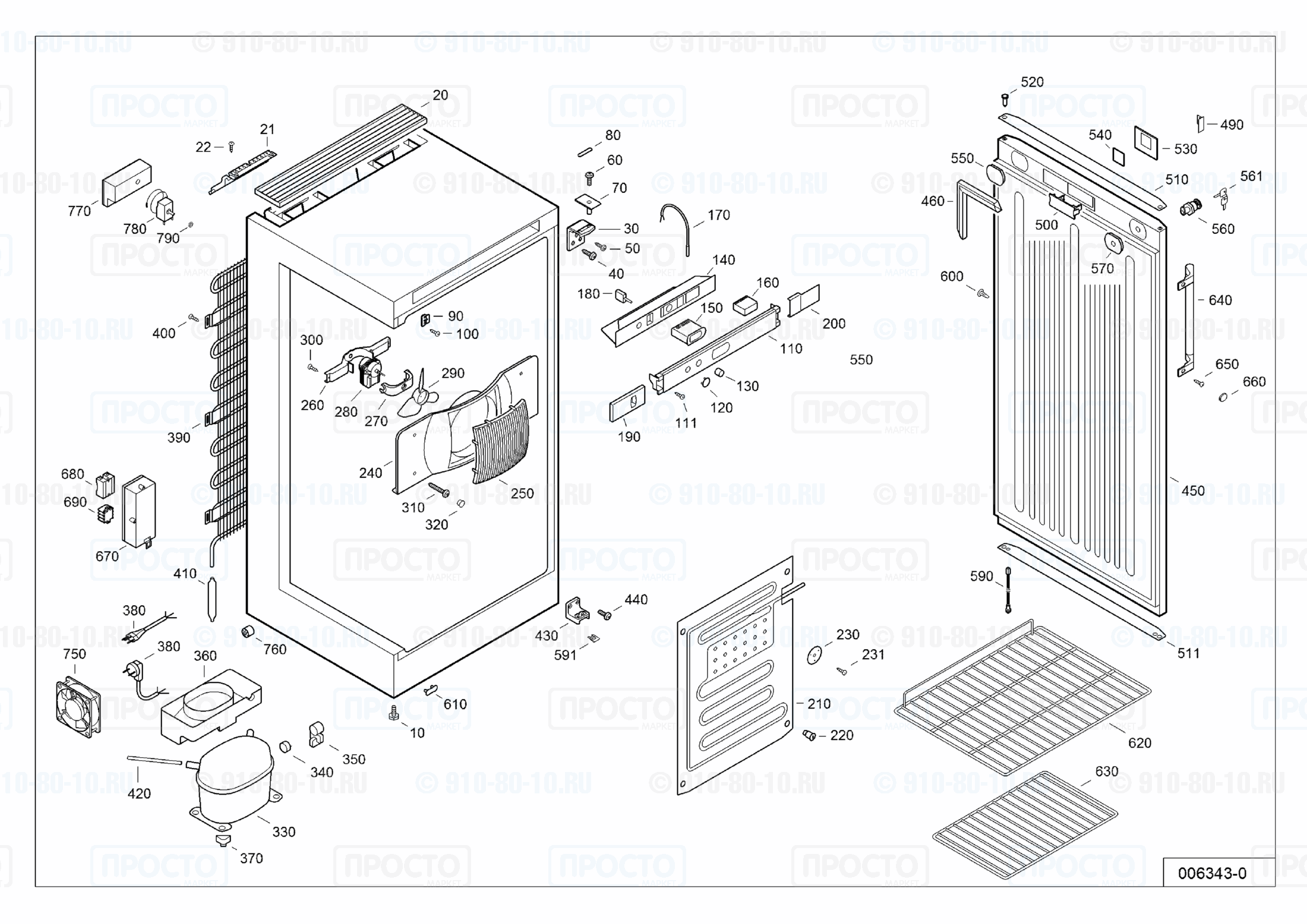 Взрыв-схема запчастей холодильника Liebherr FKv 3610-23S