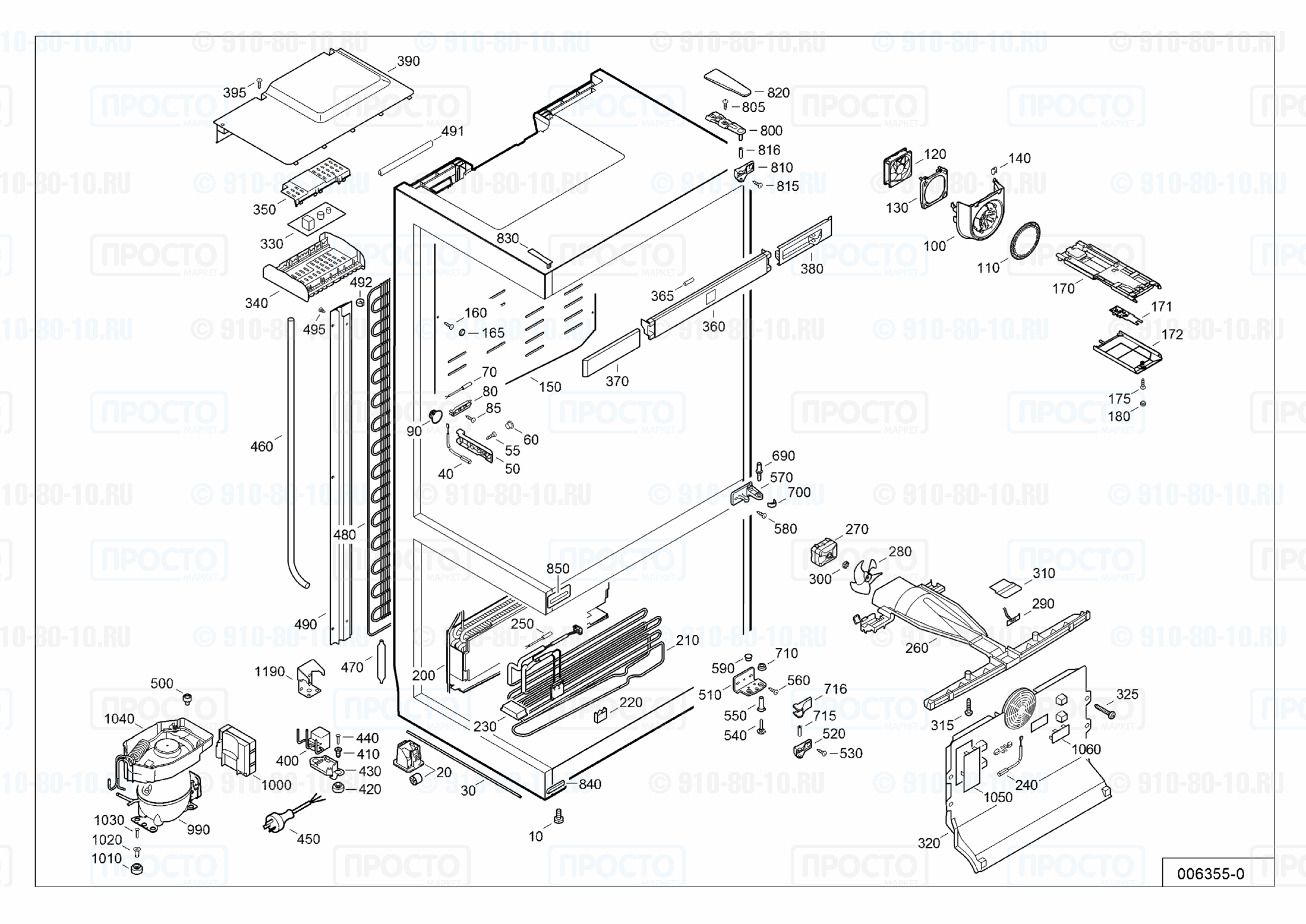 Взрыв-схема запчастей холодильника Liebherr CNPef 4516-20C