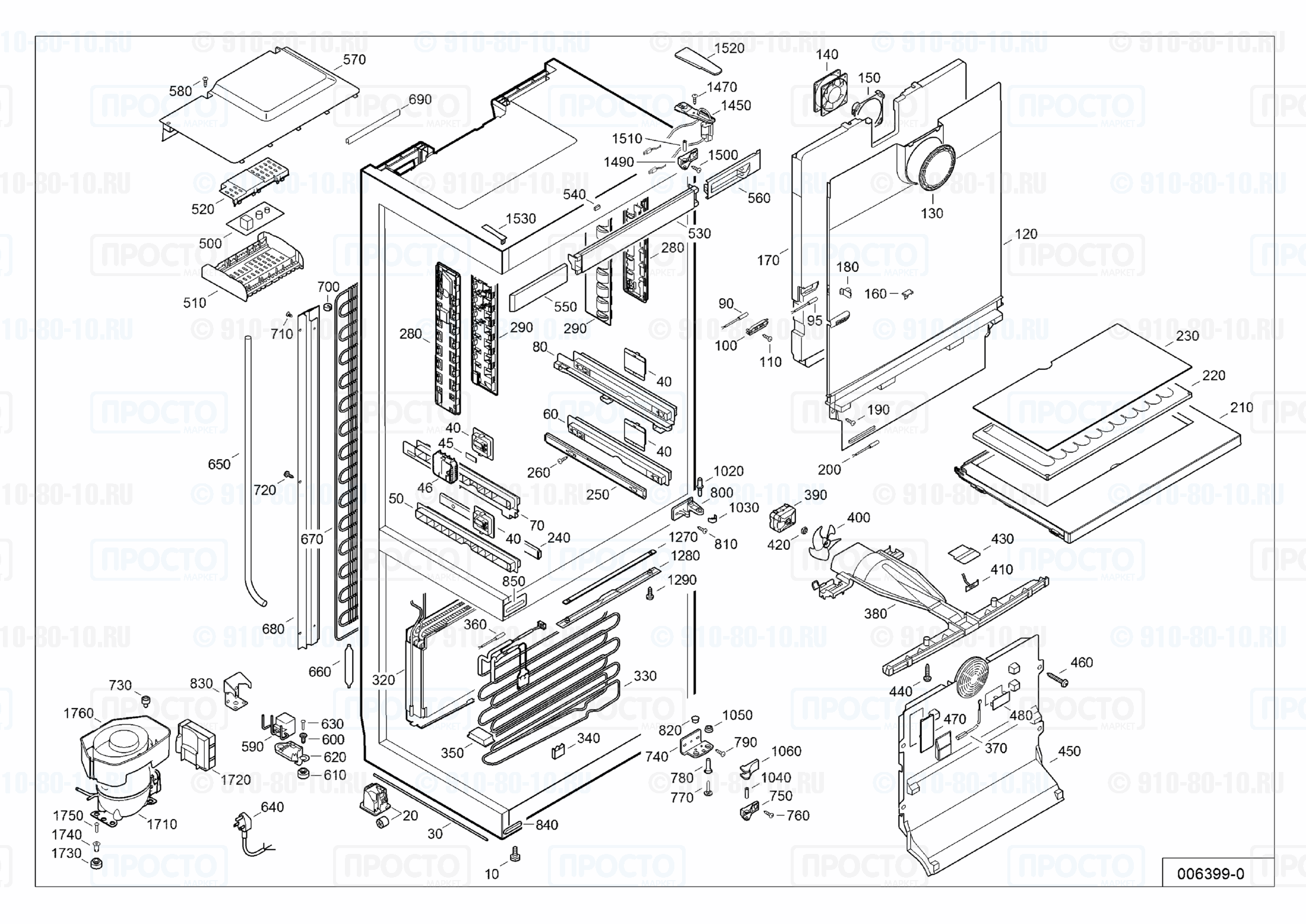 Взрыв-схема запчастей холодильника Liebherr CBNP 5056-20A