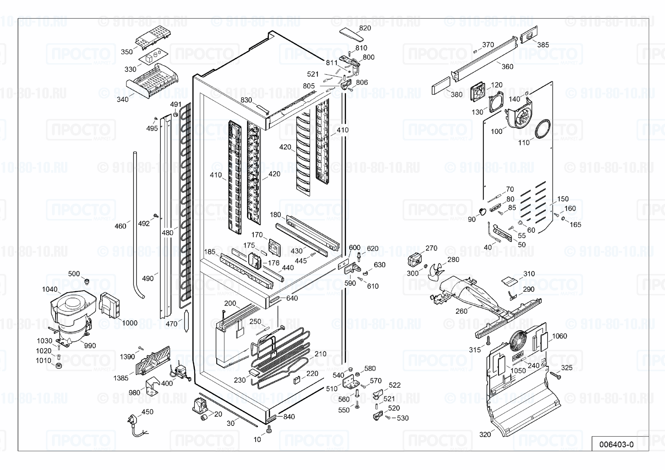 Взрыв-схема запчастей холодильника Liebherr CNP 4056-22A