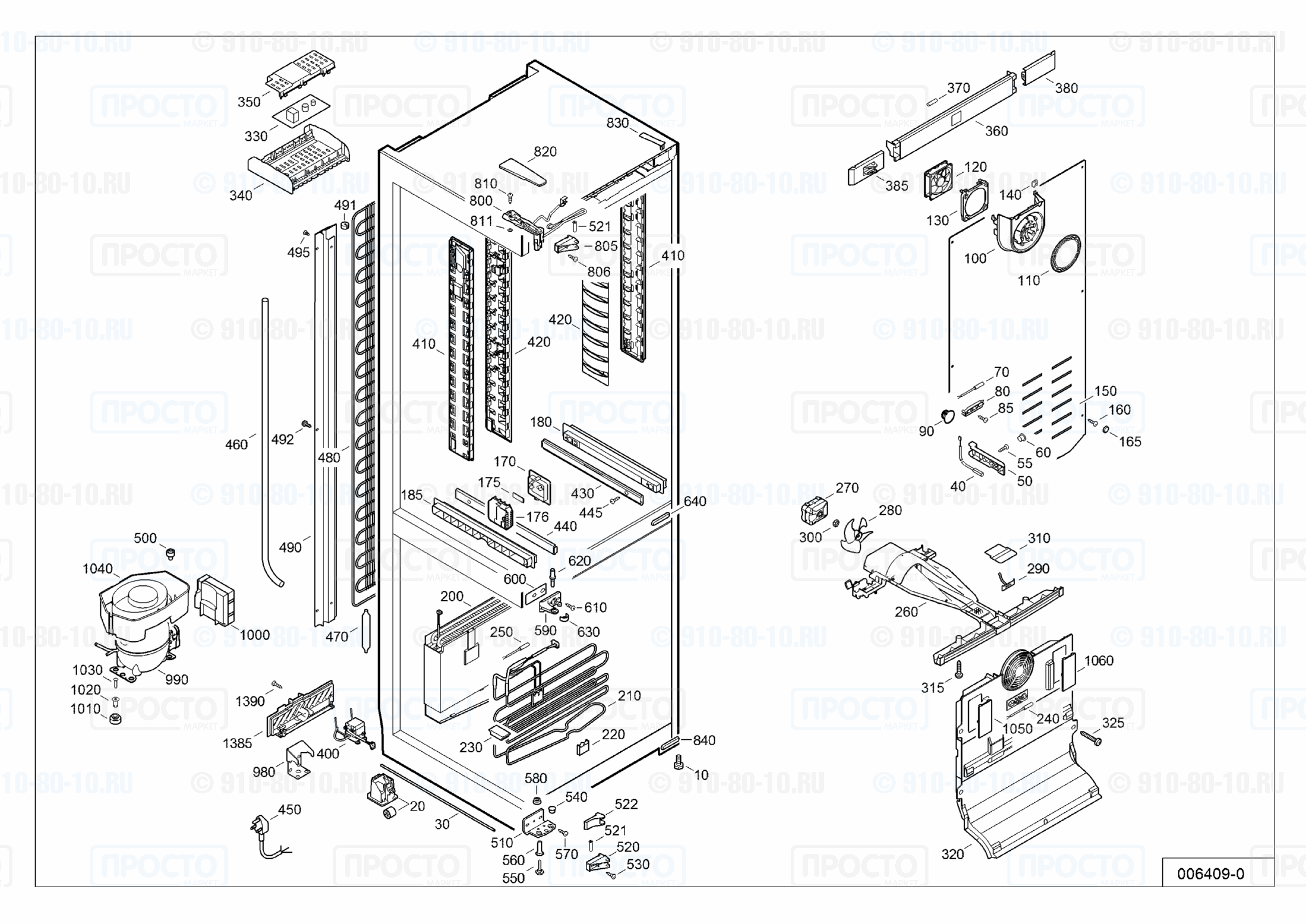 Взрыв-схема холодильника Liebherr CNPes 4046-20A