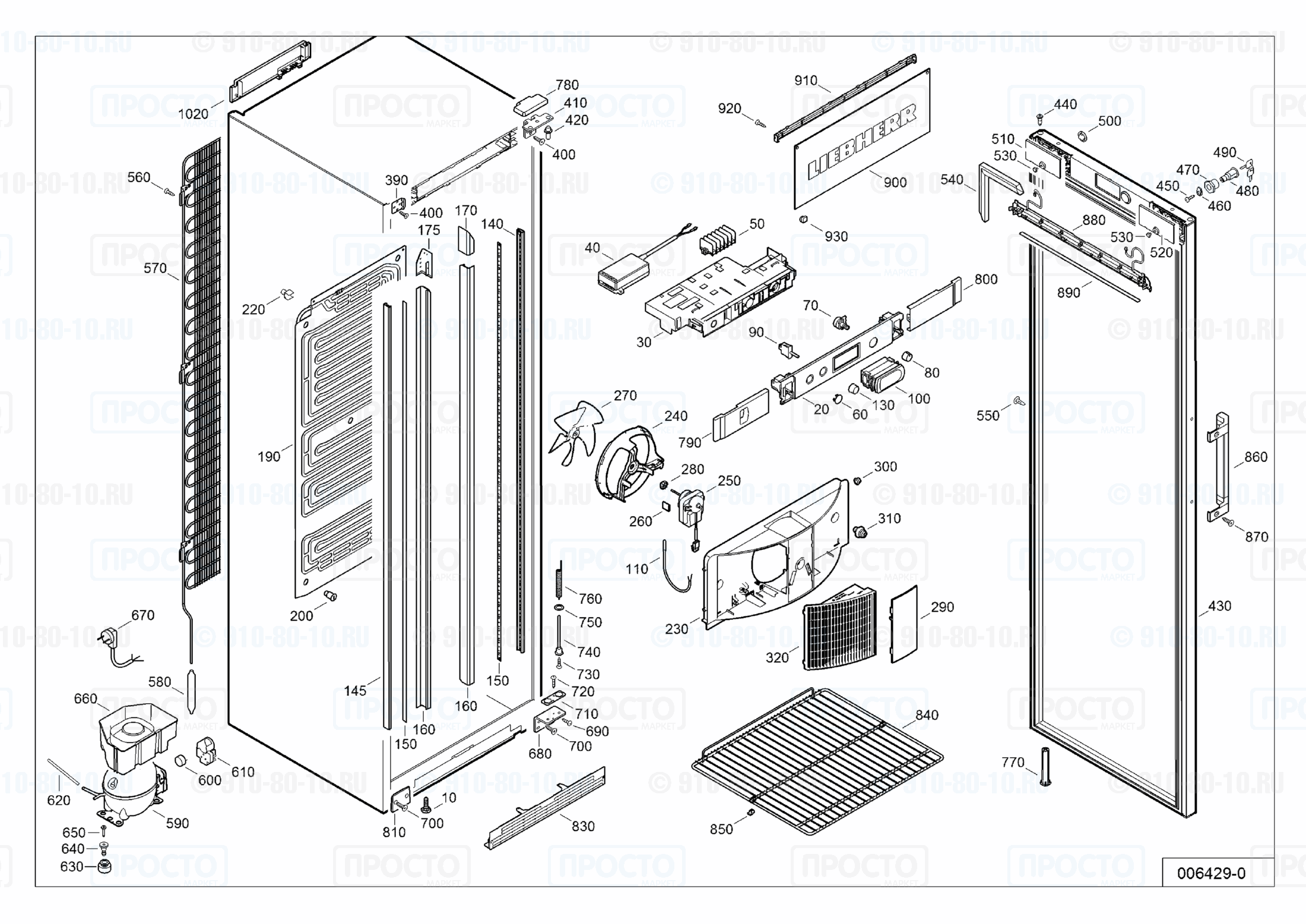 Взрыв-схема запчастей холодильника Liebherr FKDv 4523-20D