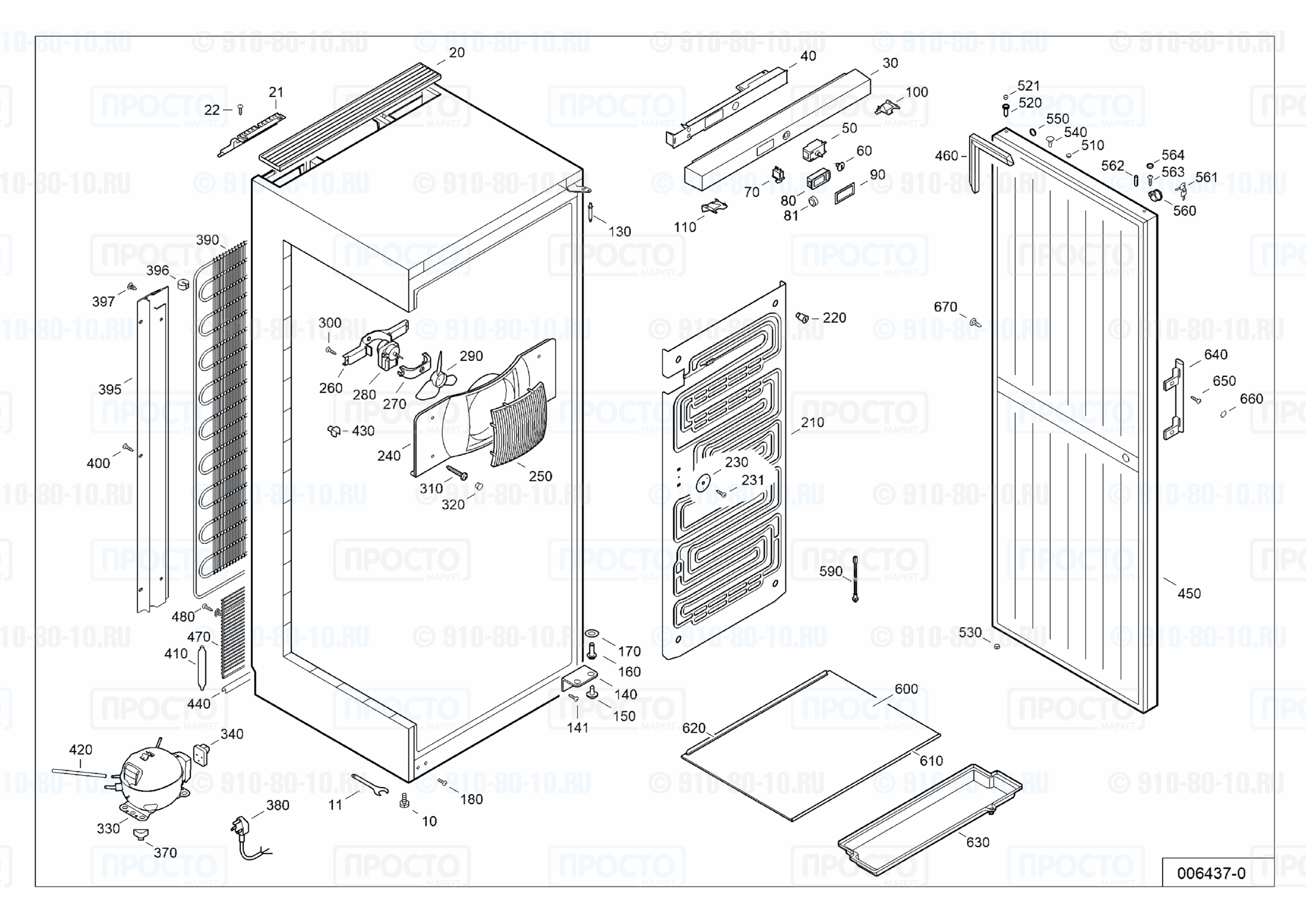 Взрыв-схема запчастей холодильника Liebherr LKexv 3600-40N