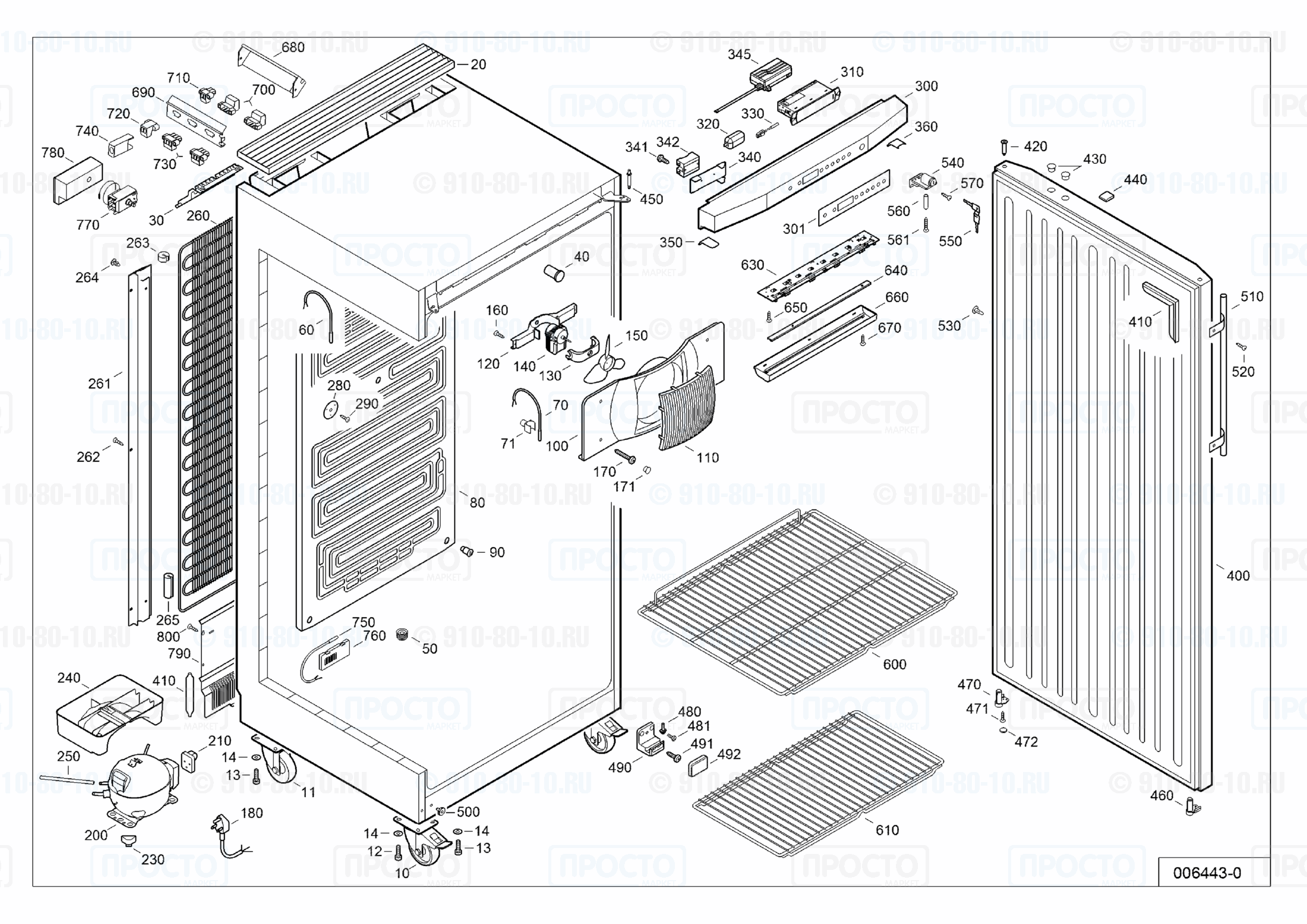 Взрыв-схема запчастей холодильника Liebherr LKv 6410-40A