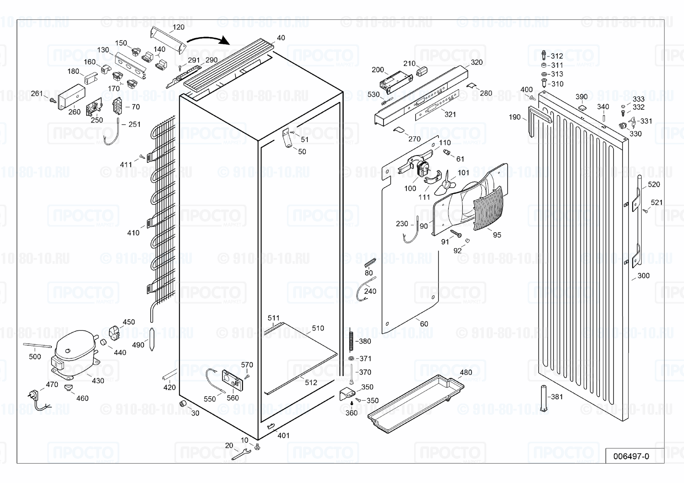 Взрыв-схема запчастей холодильника Liebherr LKexv 3910-24D