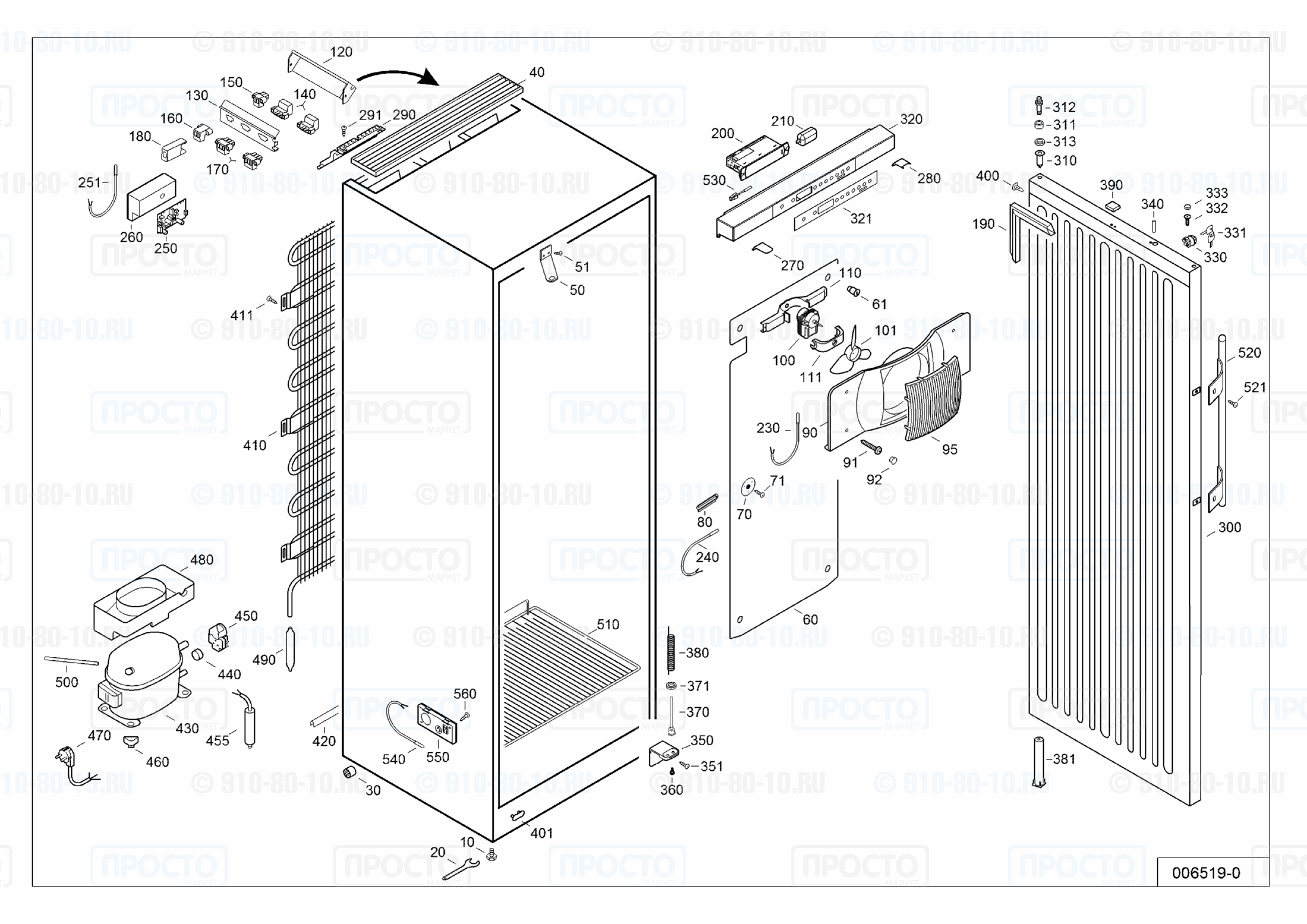 Взрыв-схема запчастей холодильника Liebherr LKv 3910-24D