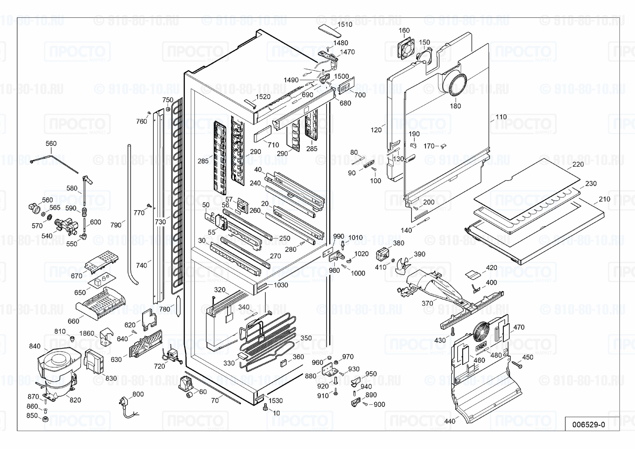 Взрыв-схема запчастей холодильника Liebherr CBNPes 4046-20A