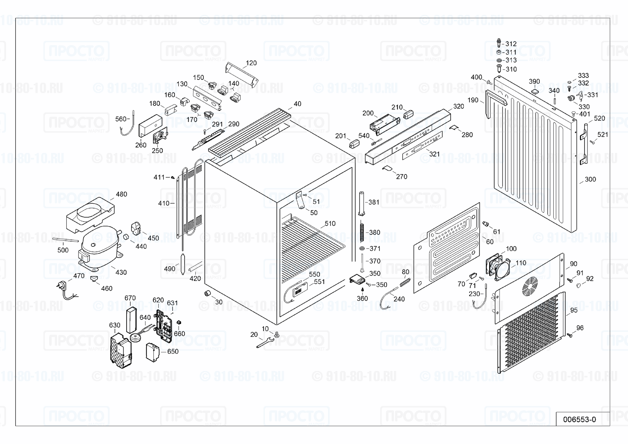 Взрыв-схема запчастей холодильника Liebherr MKUv 1610-22C